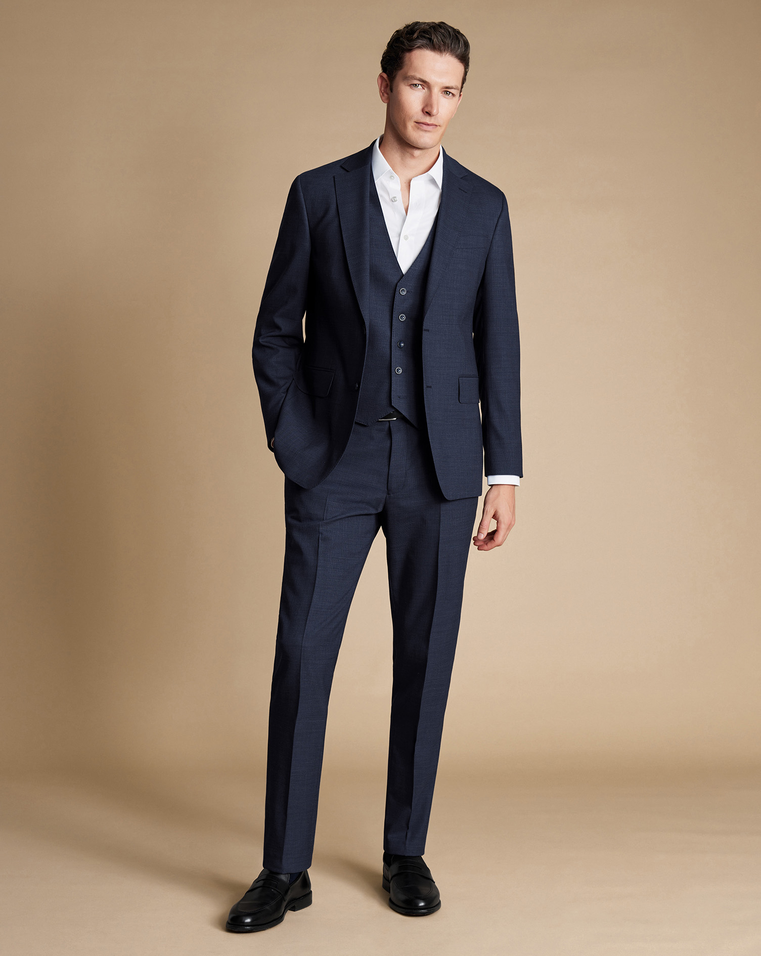 Micro Check Suit - Steel Blue