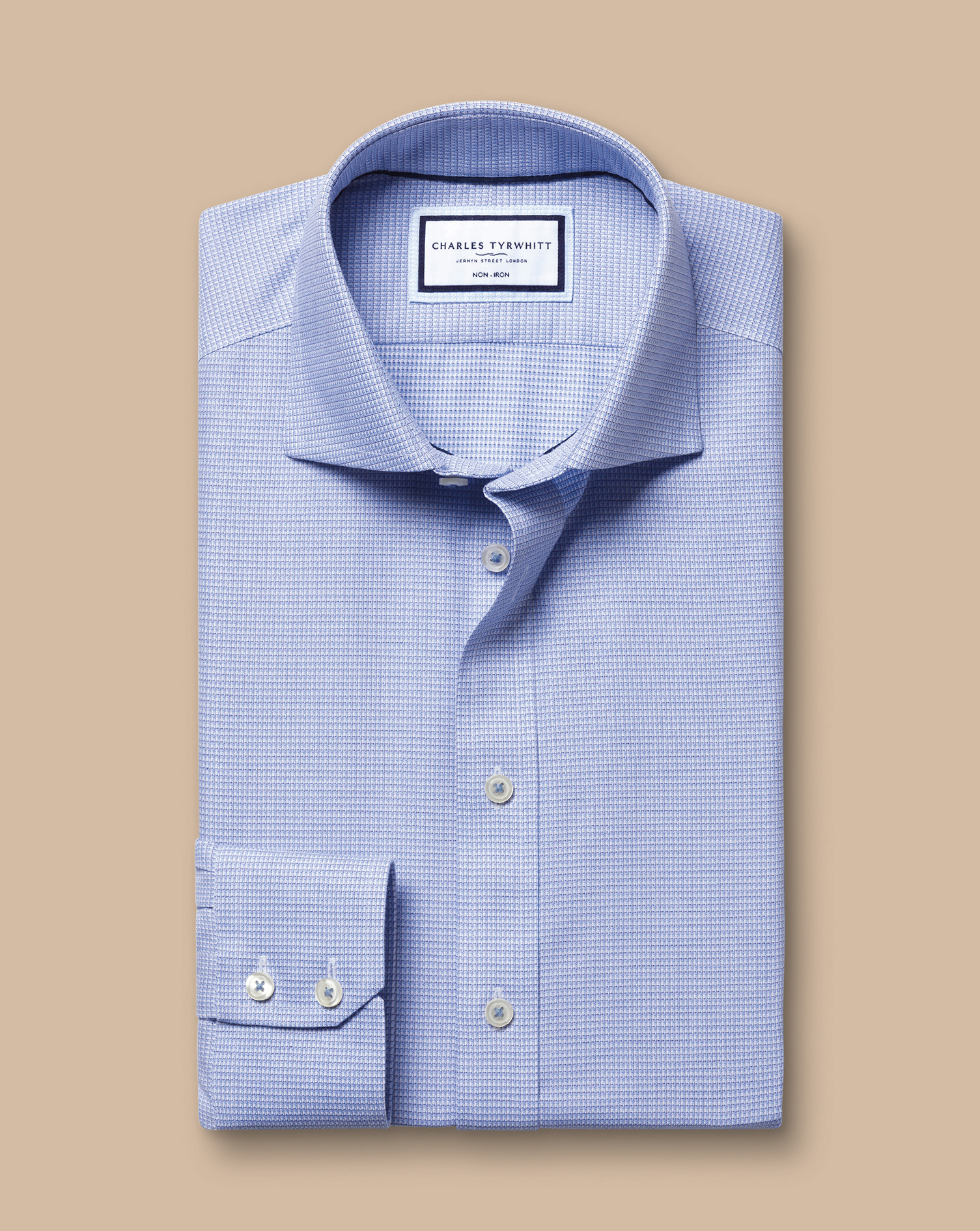 Cutaway Collar Non-Iron Stretch Kensington Weave Shirt - Cobalt Blue