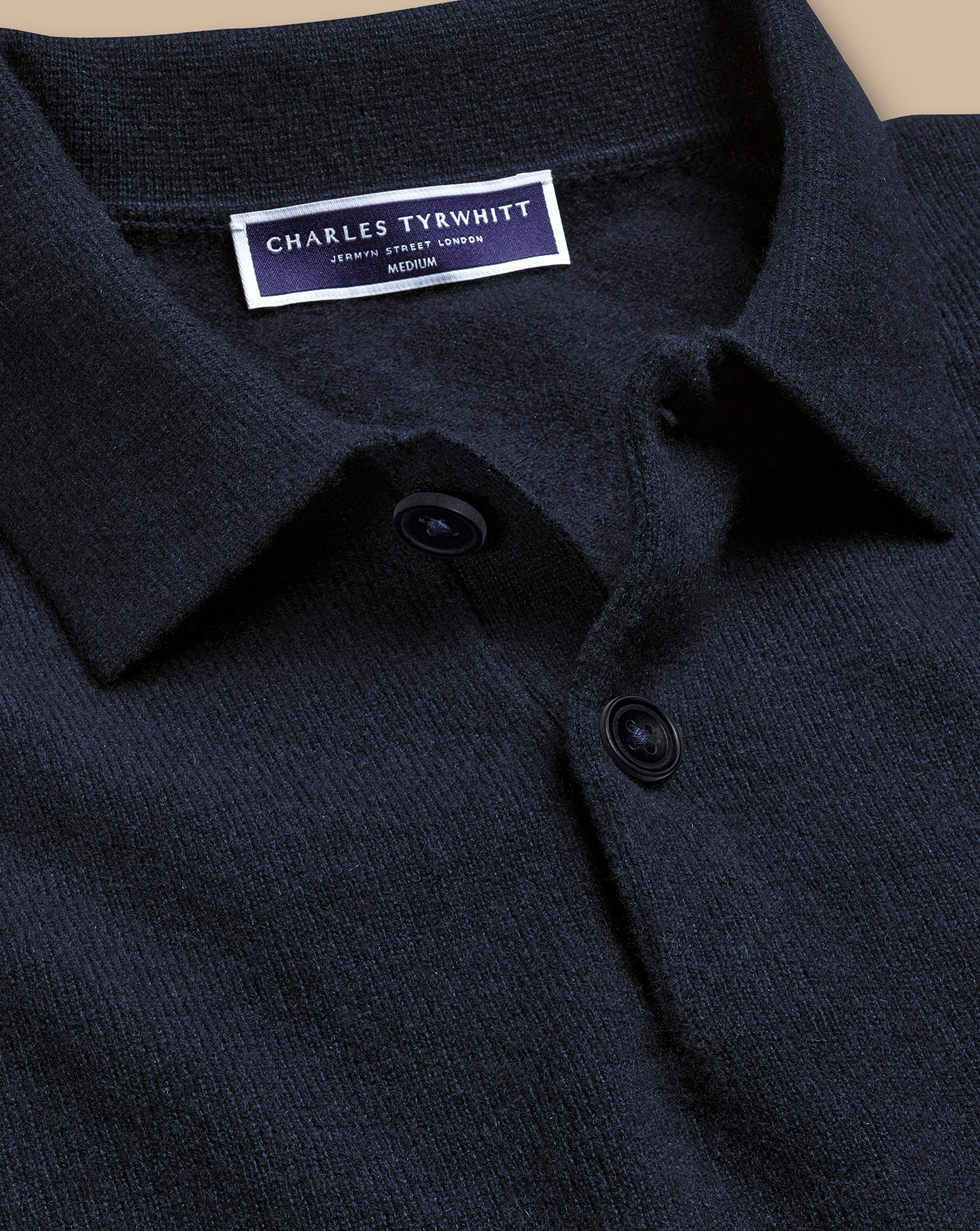 Cashmere Polo Jumper - Navy