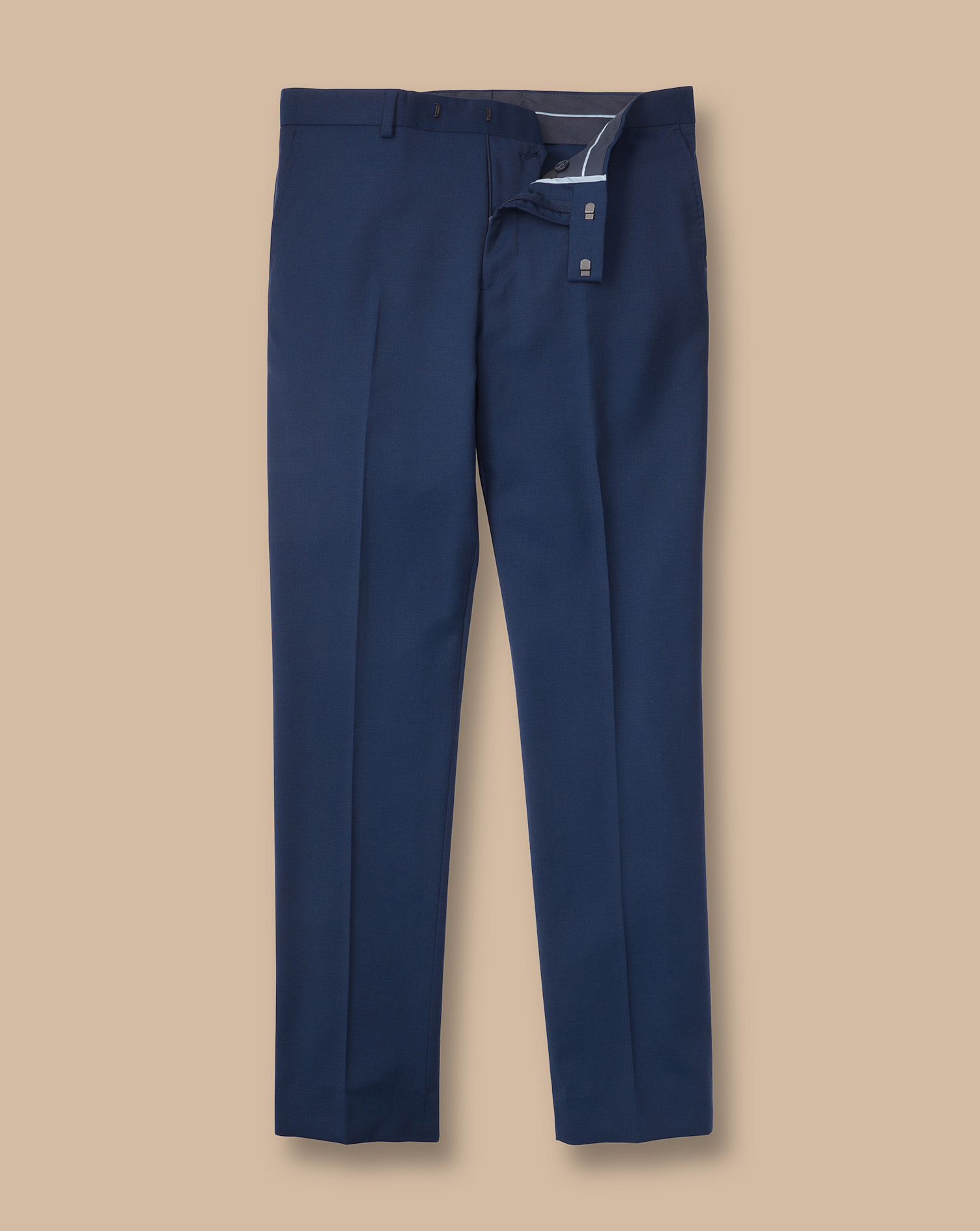 Natural Stretch Twill Suit Trousers - Mid Blue