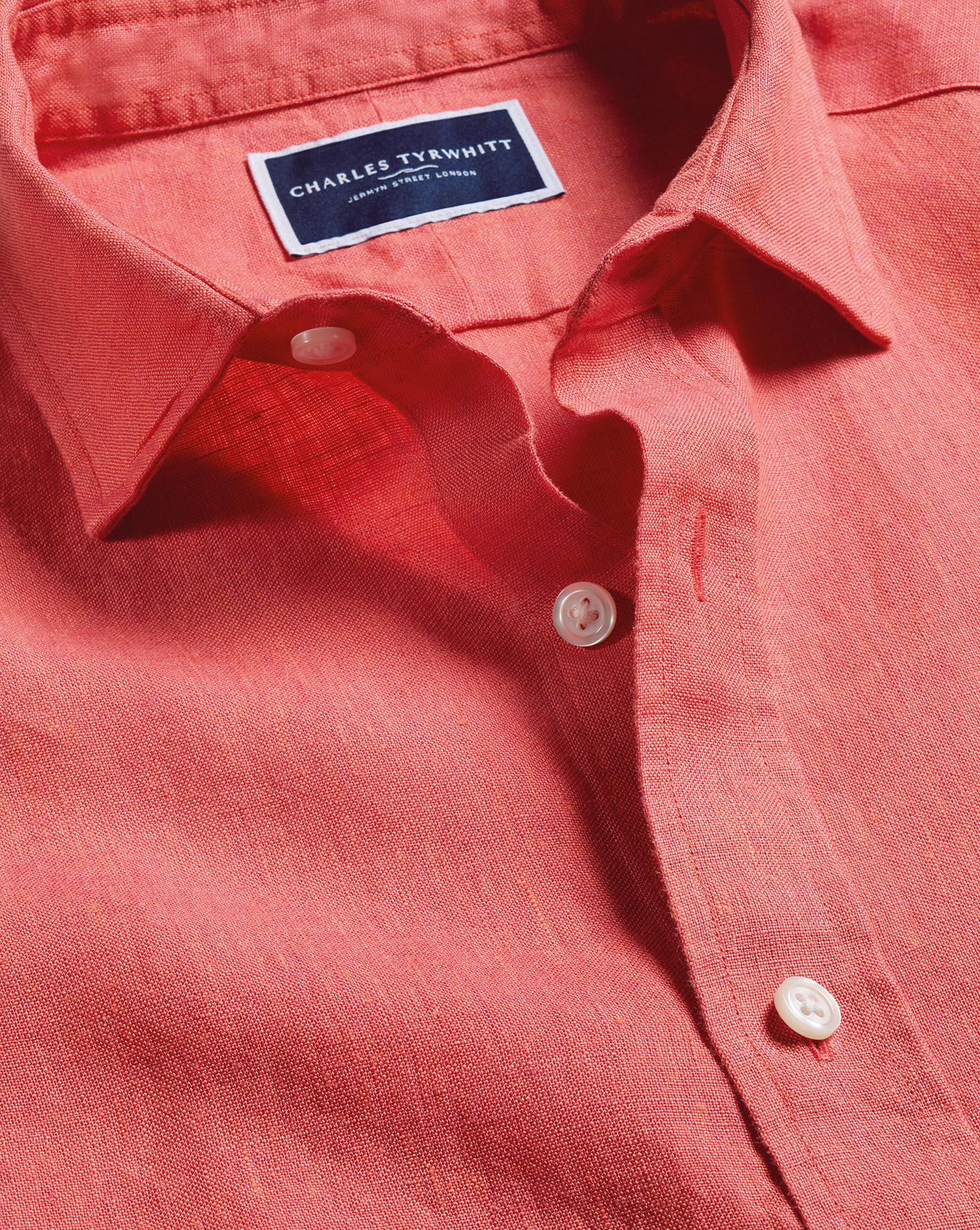 Pure Linen Shirt - Coral Pink