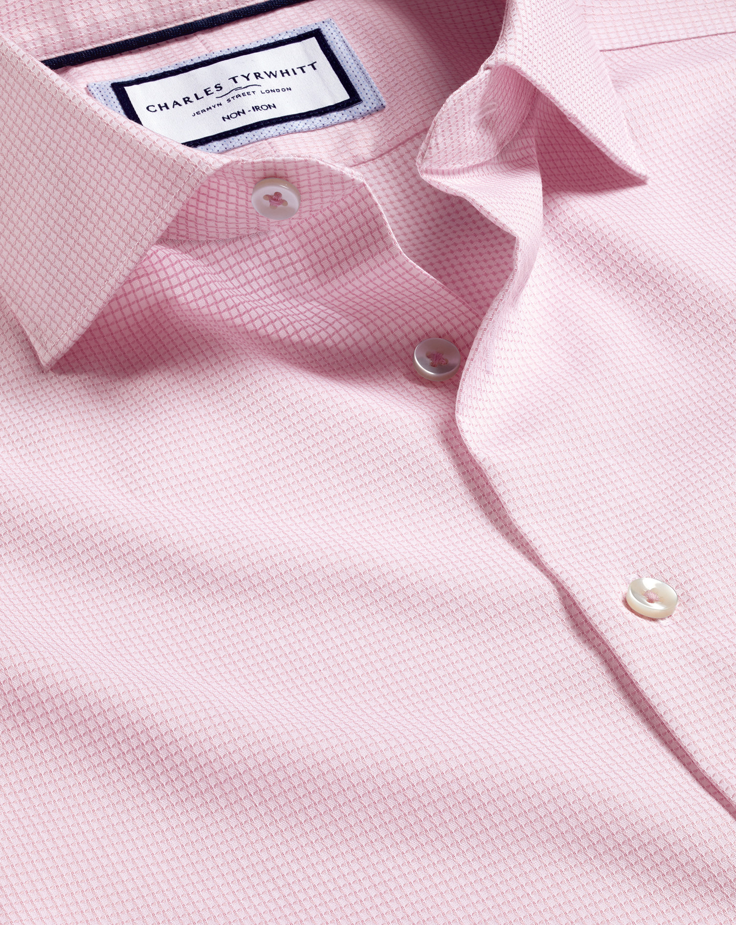 Non-Iron Cushion Stretch Texture Shirt - Pink | Charles Tyrwhitt