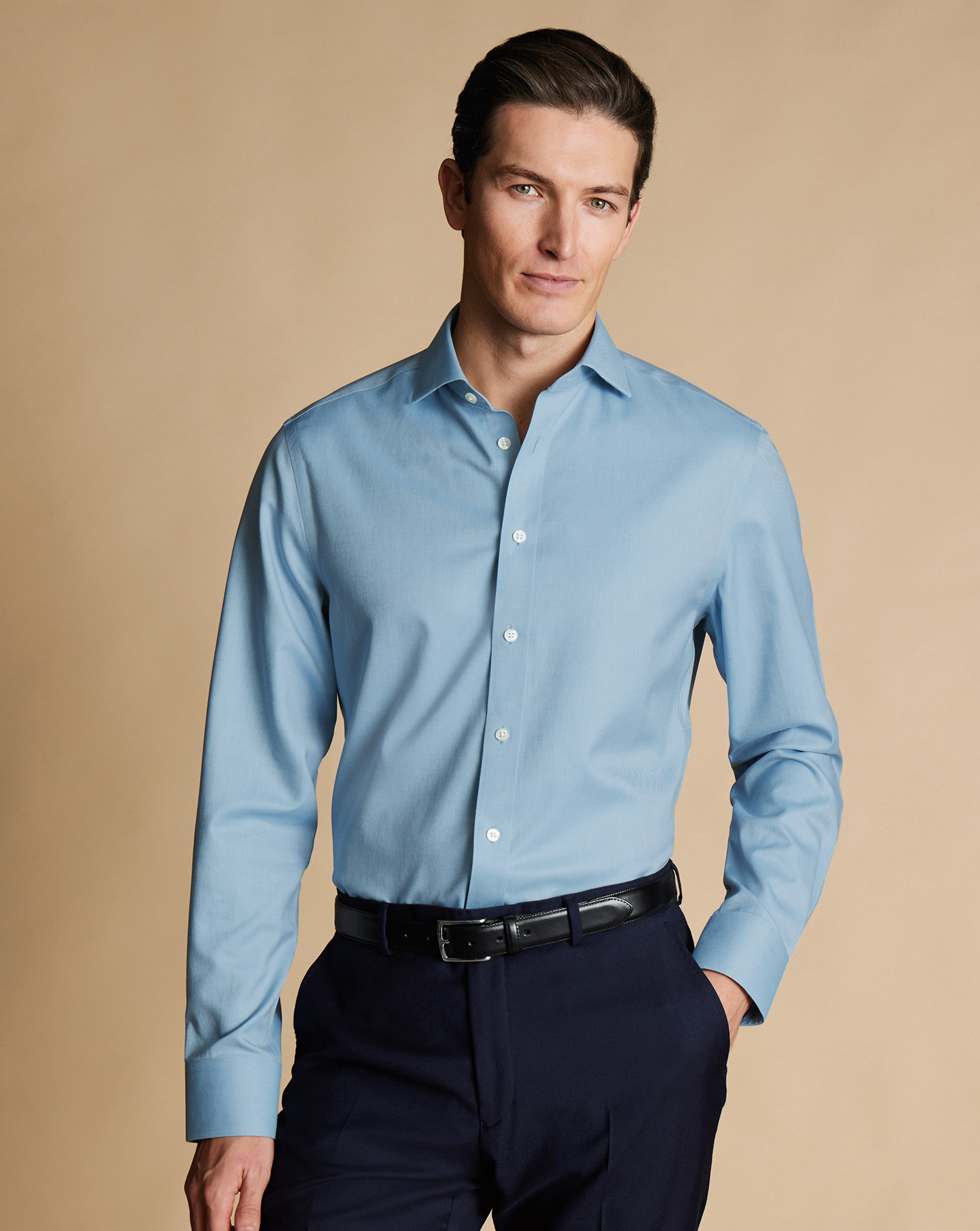 Cutaway Collar Non-Iron Twill Shirt  - Mid Blue