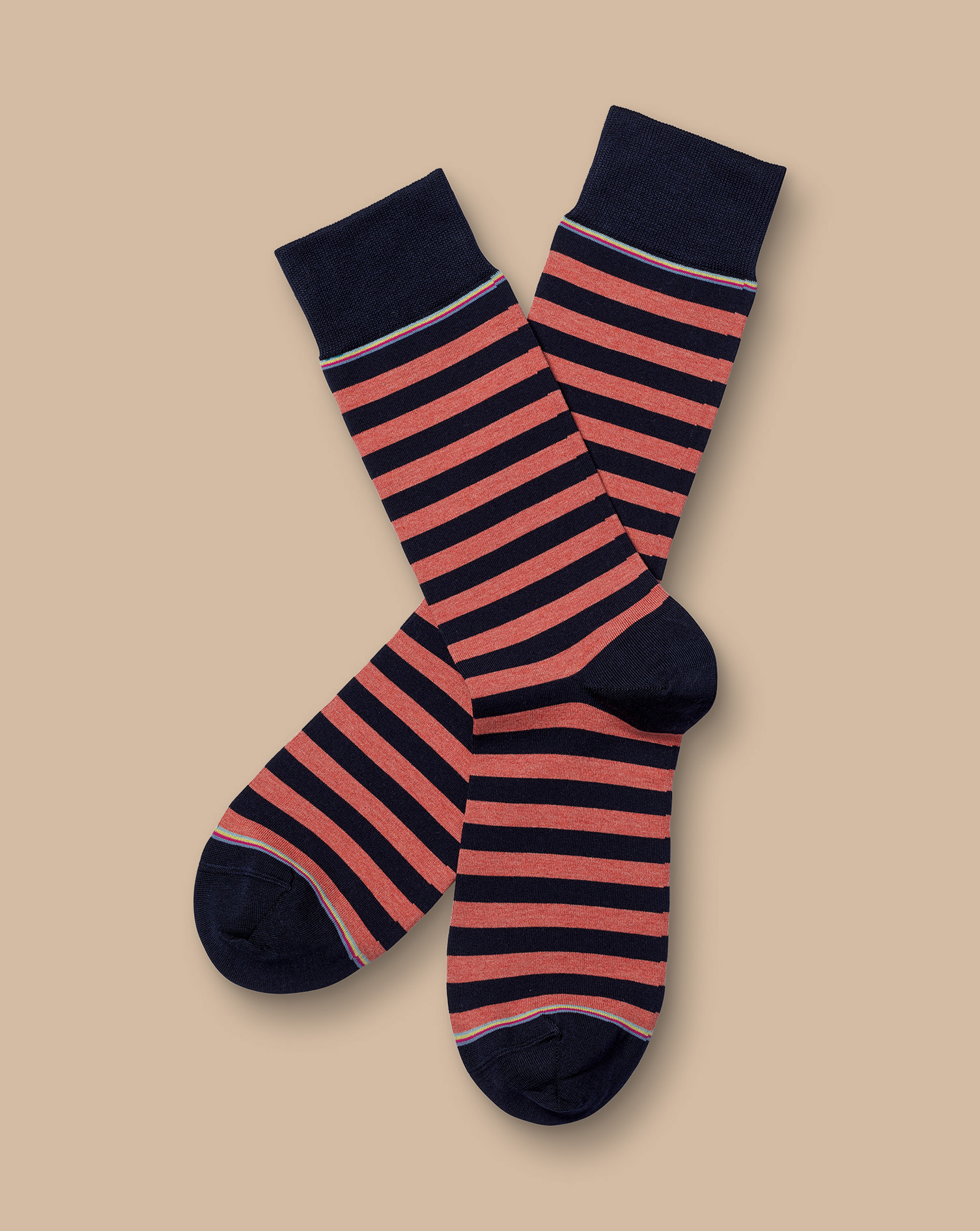 Block Stripe Socks  - Coral Pink