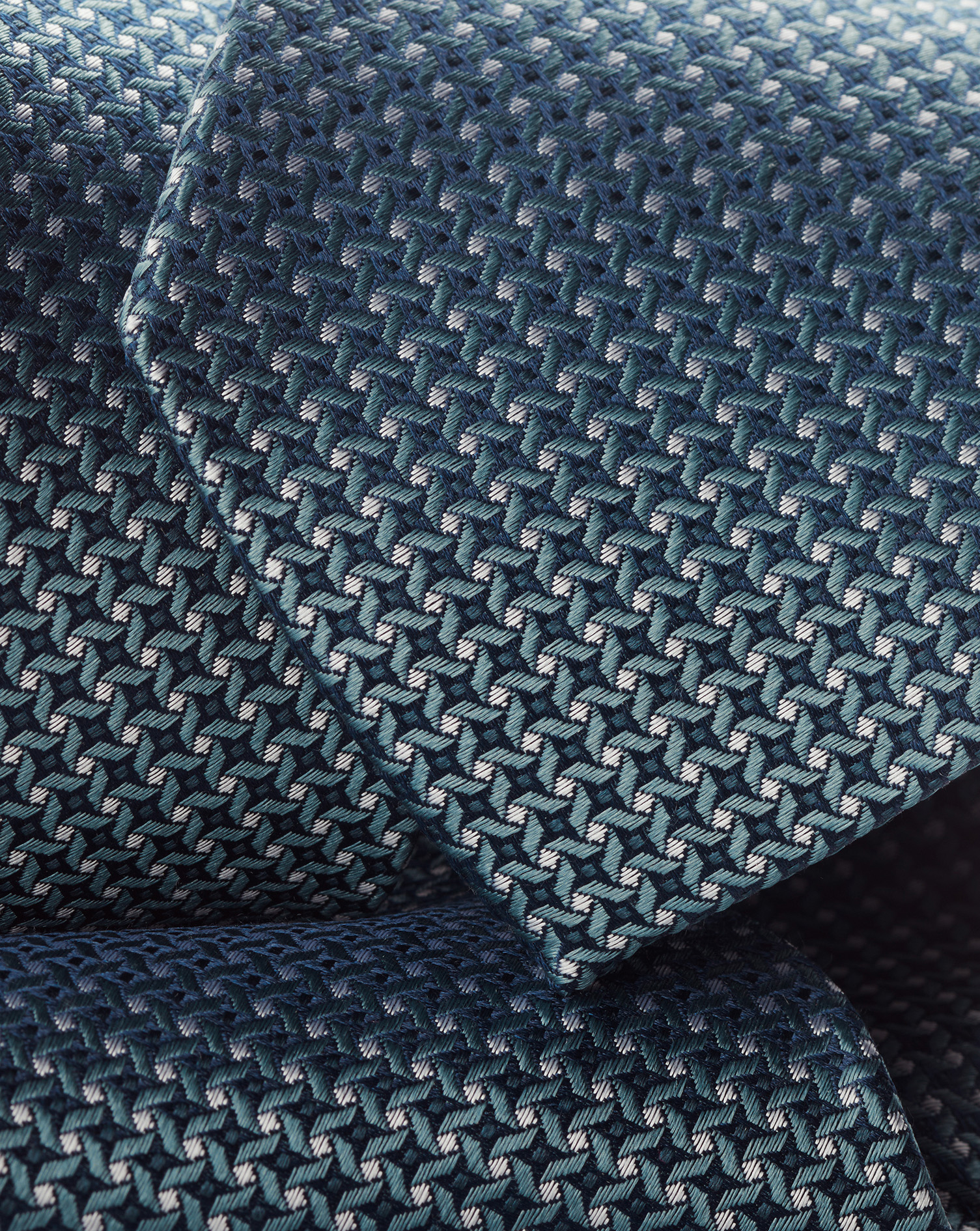 Semi Plain Pattern Silk Tie - Teal Green