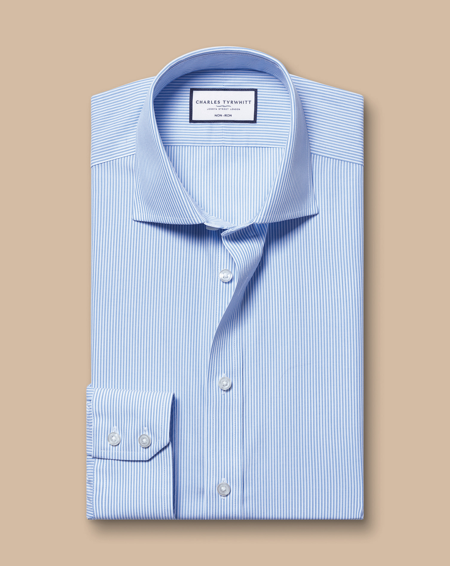 Cutaway Collar Non-Iron Bengal Stripe Shirt - Cornflower Blue