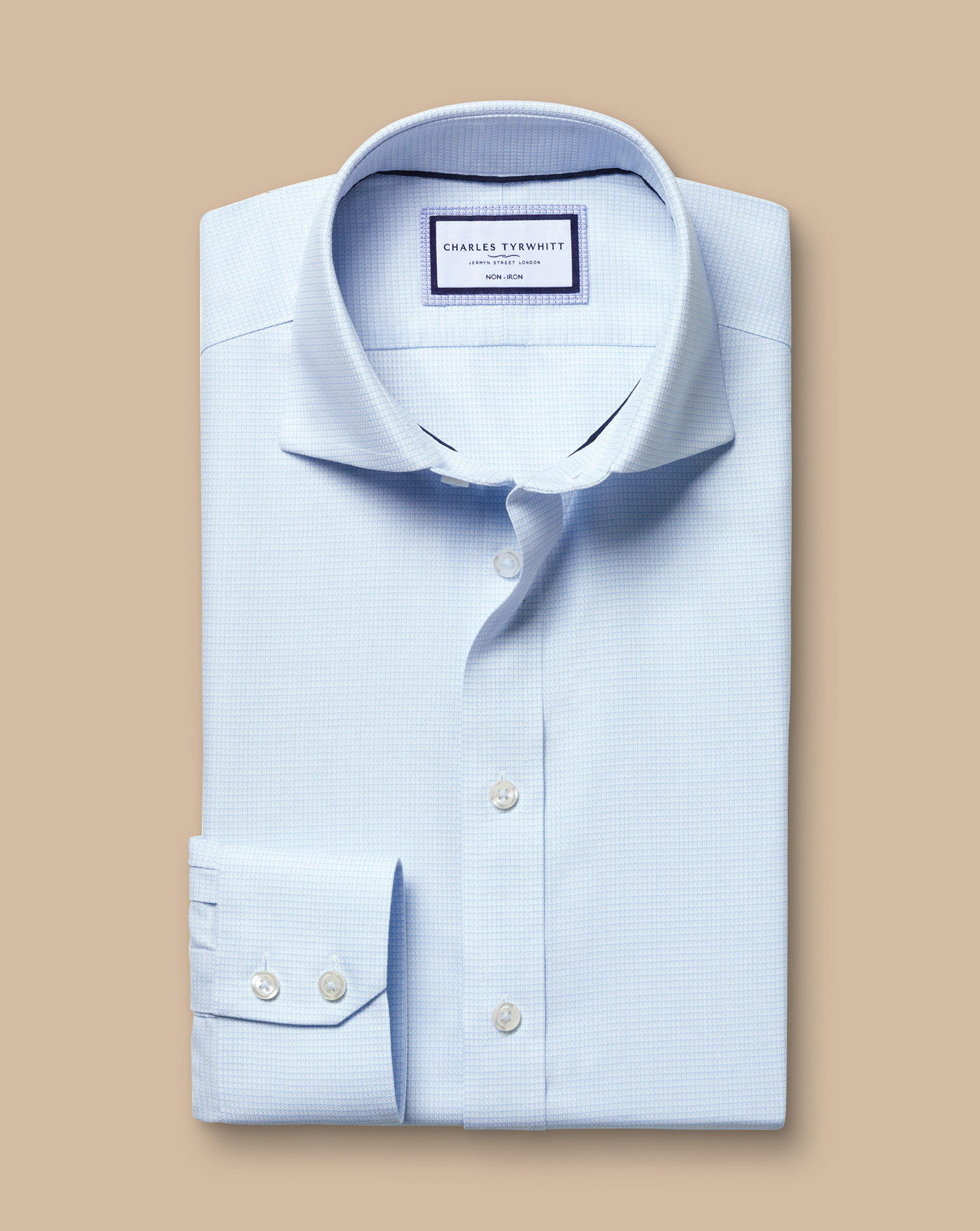 Cutaway Collar Non-Iron Stretch Kensington Weave Shirt - Light Blue