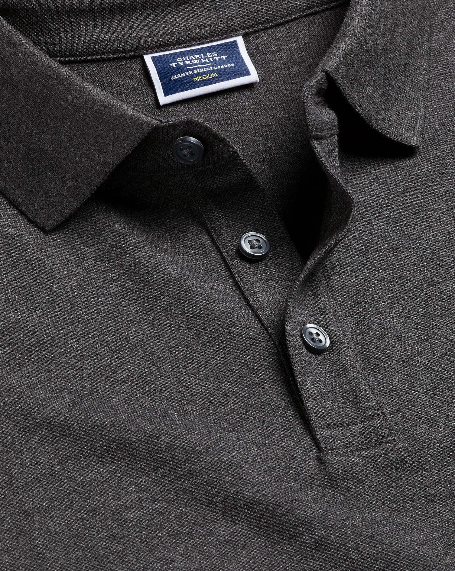 Tyrwhitt Pique Polo - Dark Grey Marl