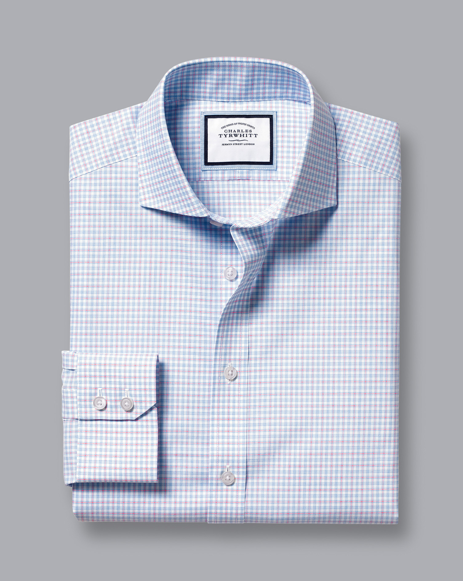 Cutaway Collar Non-Iron Check Shirt - Bright Pink