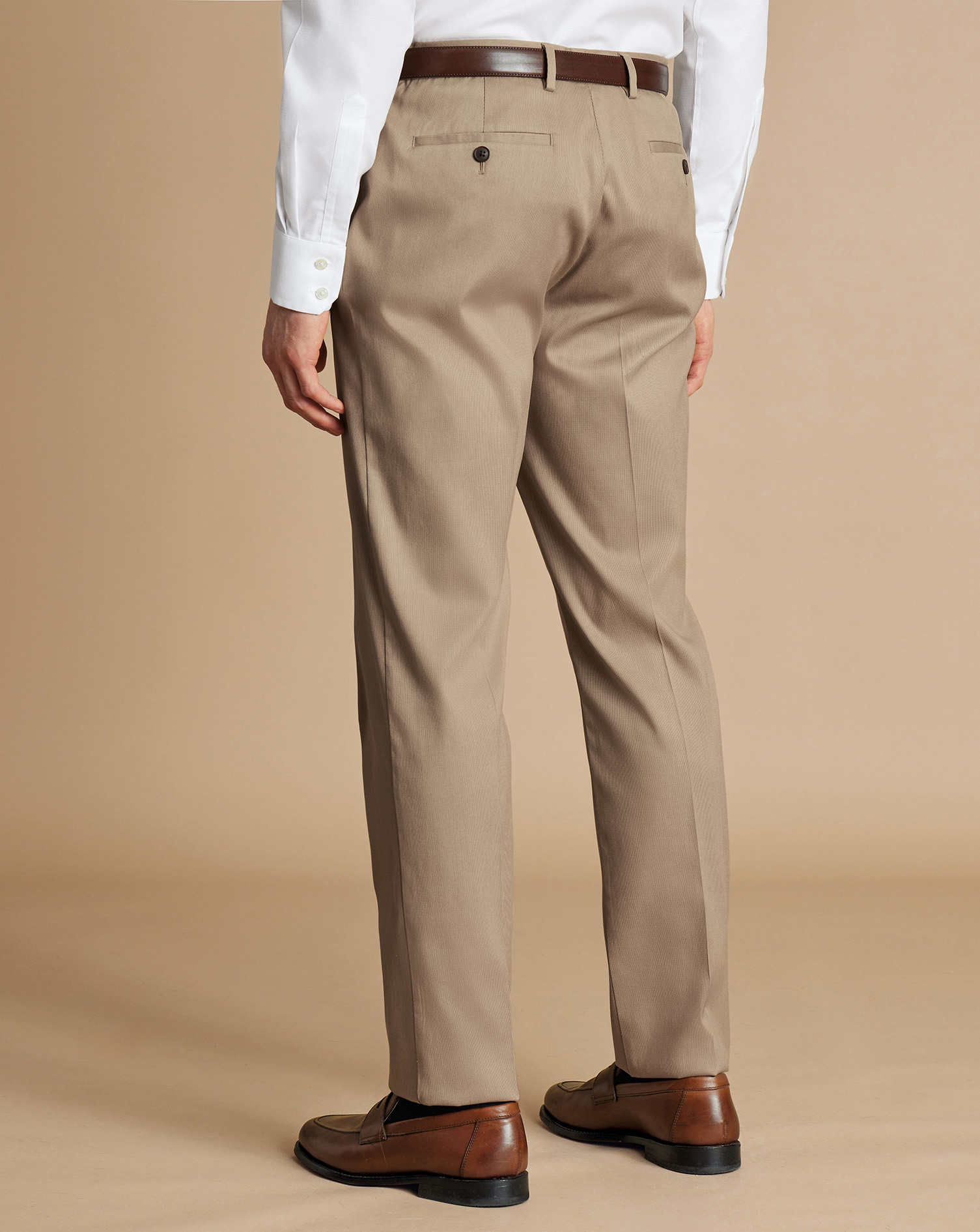 Smart Stretch Texture Trousers - Stone