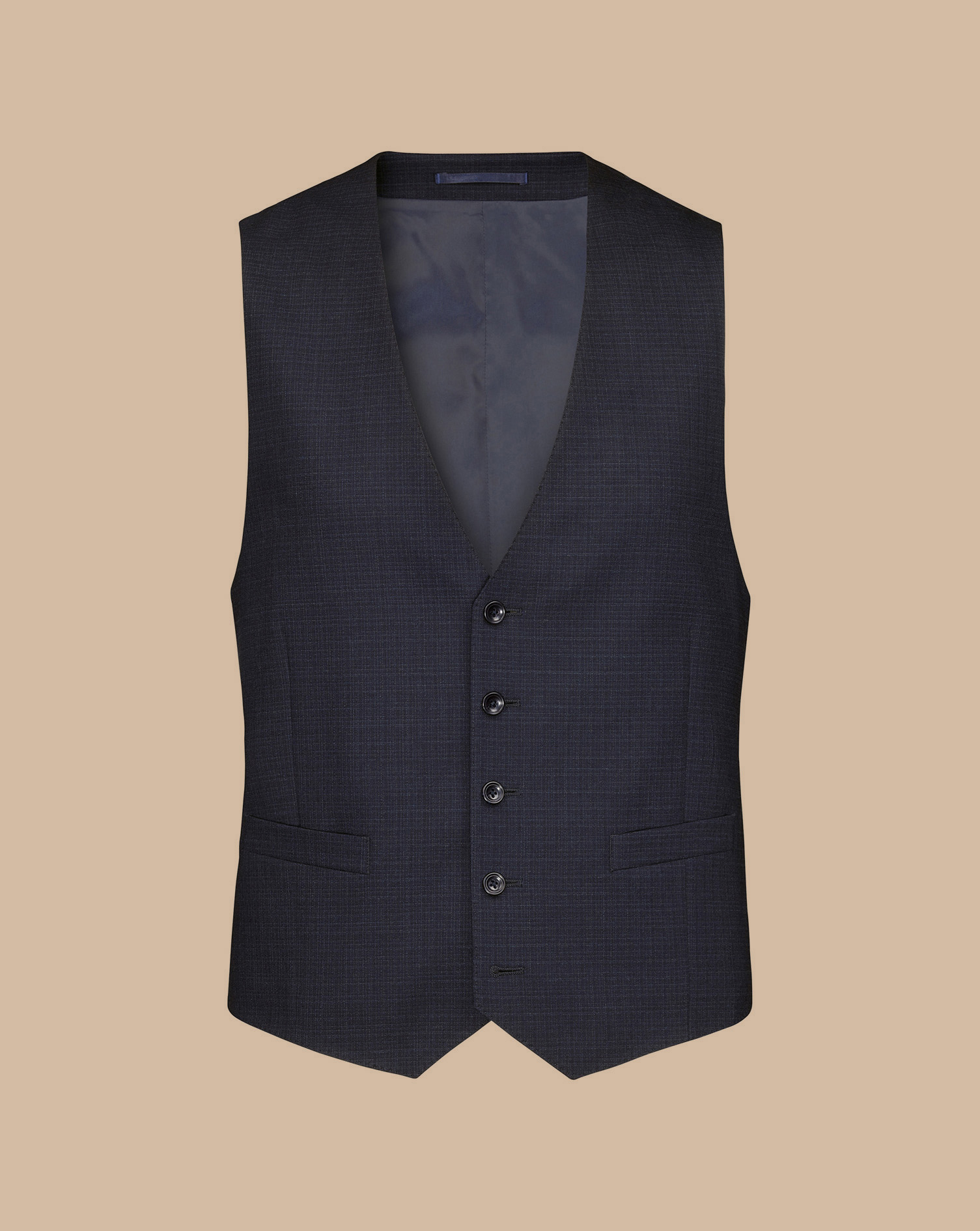 Micro Grid Check Suit - Navy