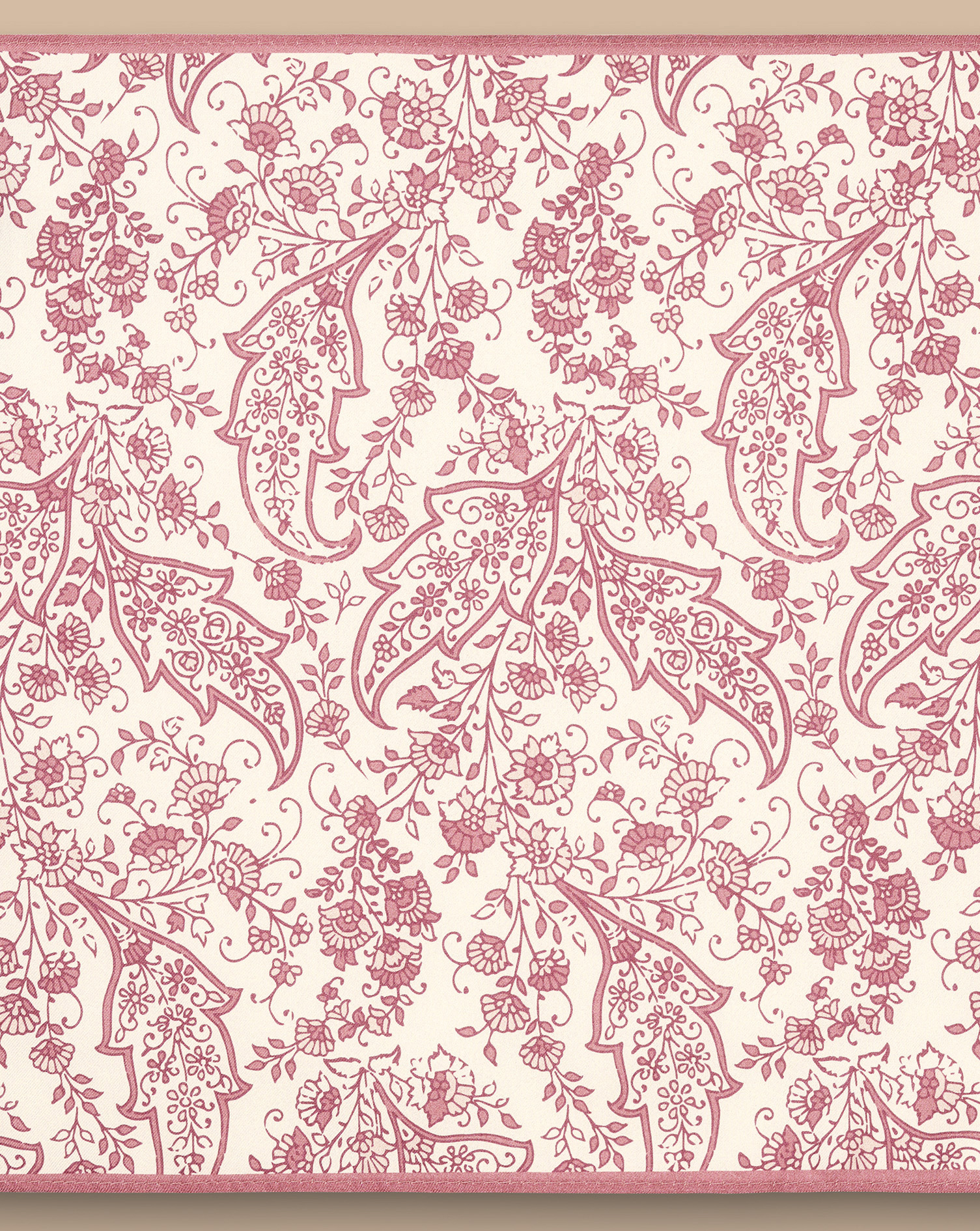 Paisley Print Silk Pocket Square - Light Pink