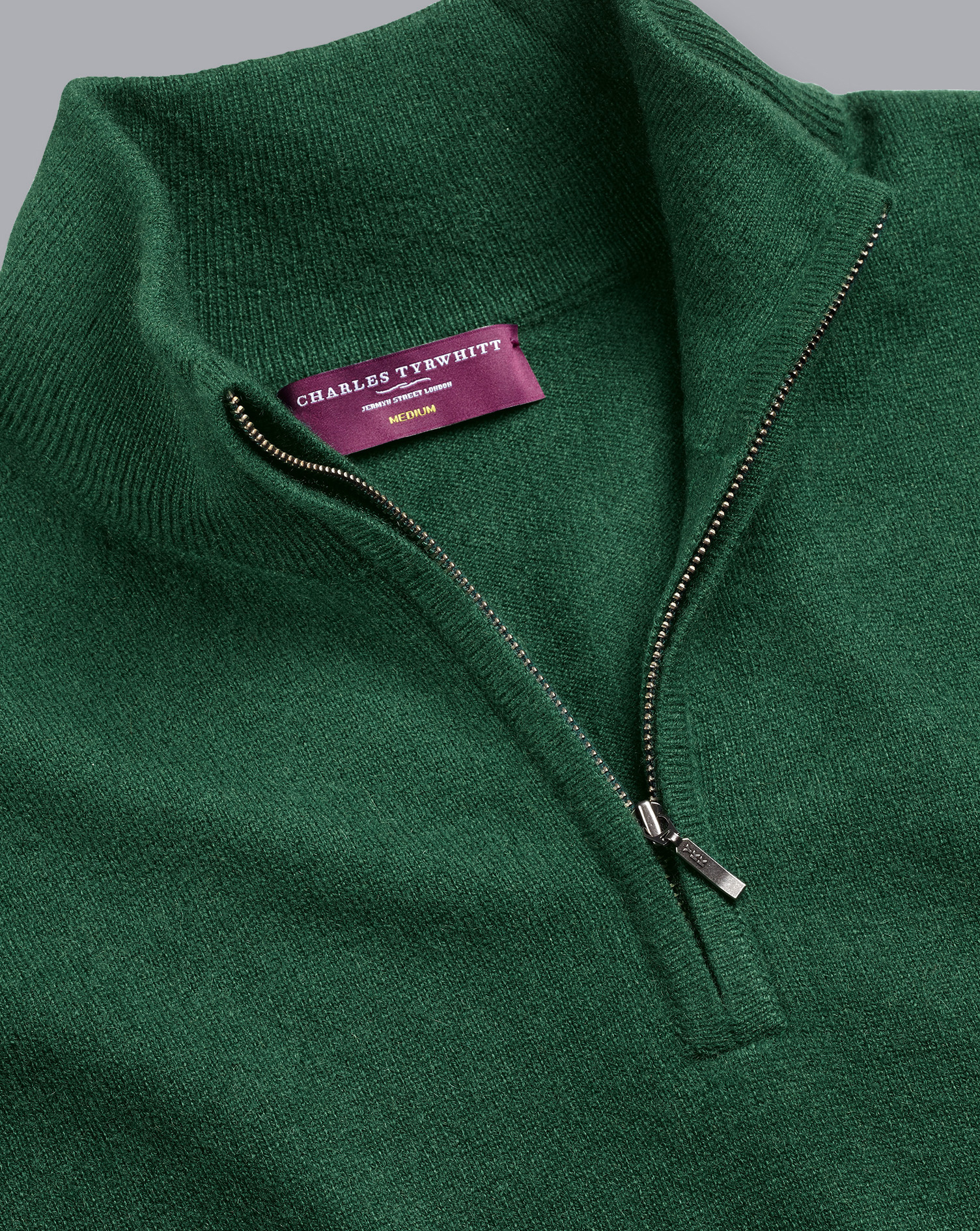 Cashmere Zip Neck Jumper - Dark Green