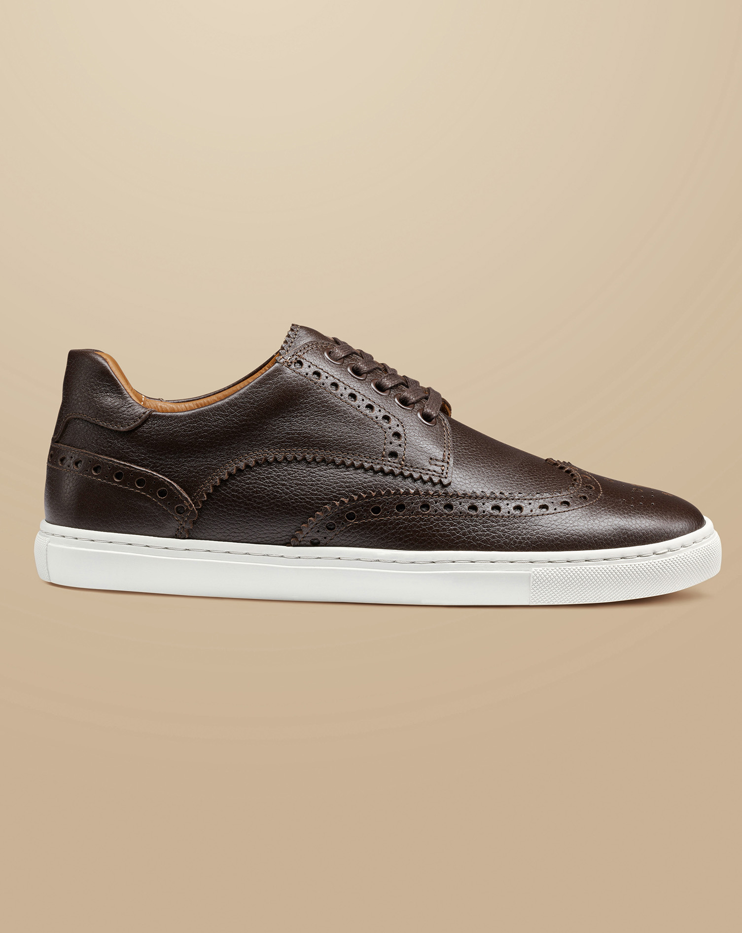 Grain Leather Brogue Trainers - Dark Chocolate