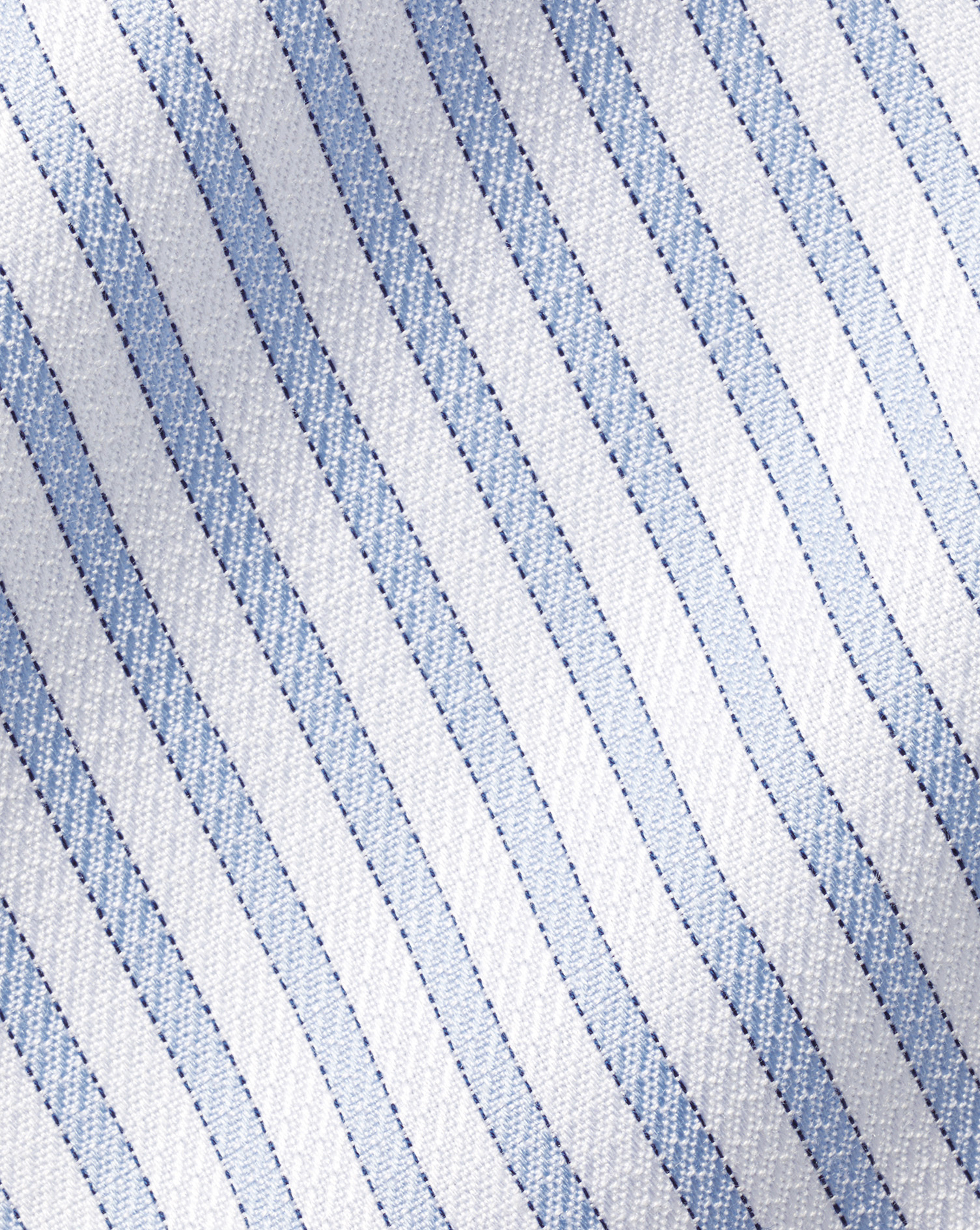 Semi-Cutaway Collar Egyptian Cotton Stripe Shirt - Sky Blue