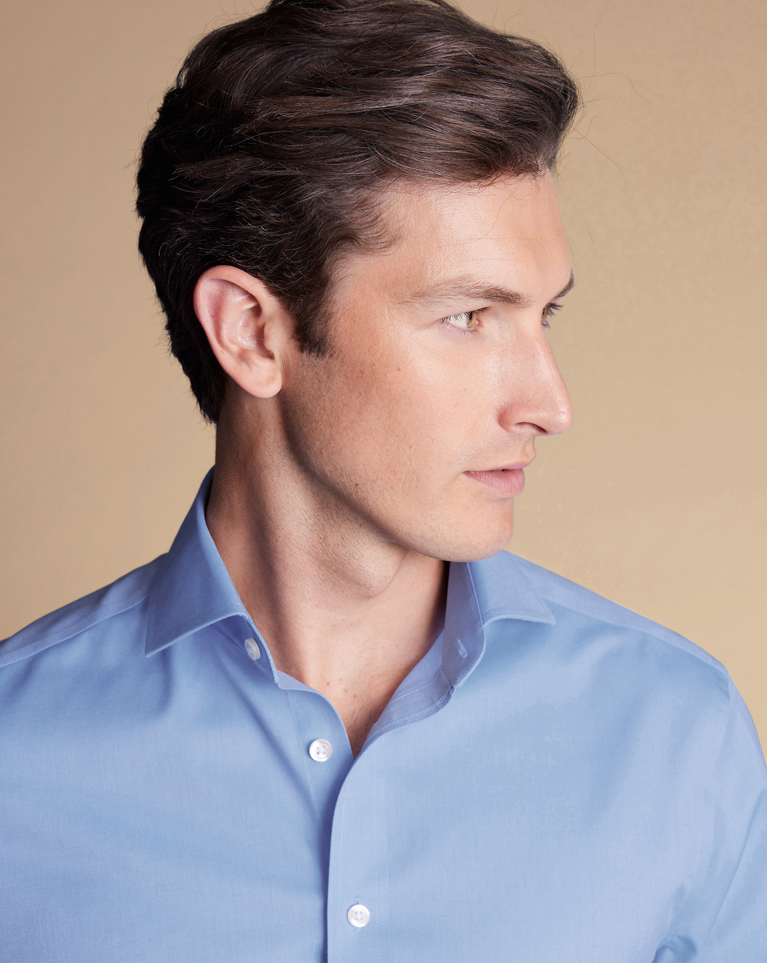 Cutaway Collar Non-Iron Twill Shirt - Cornflower Blue