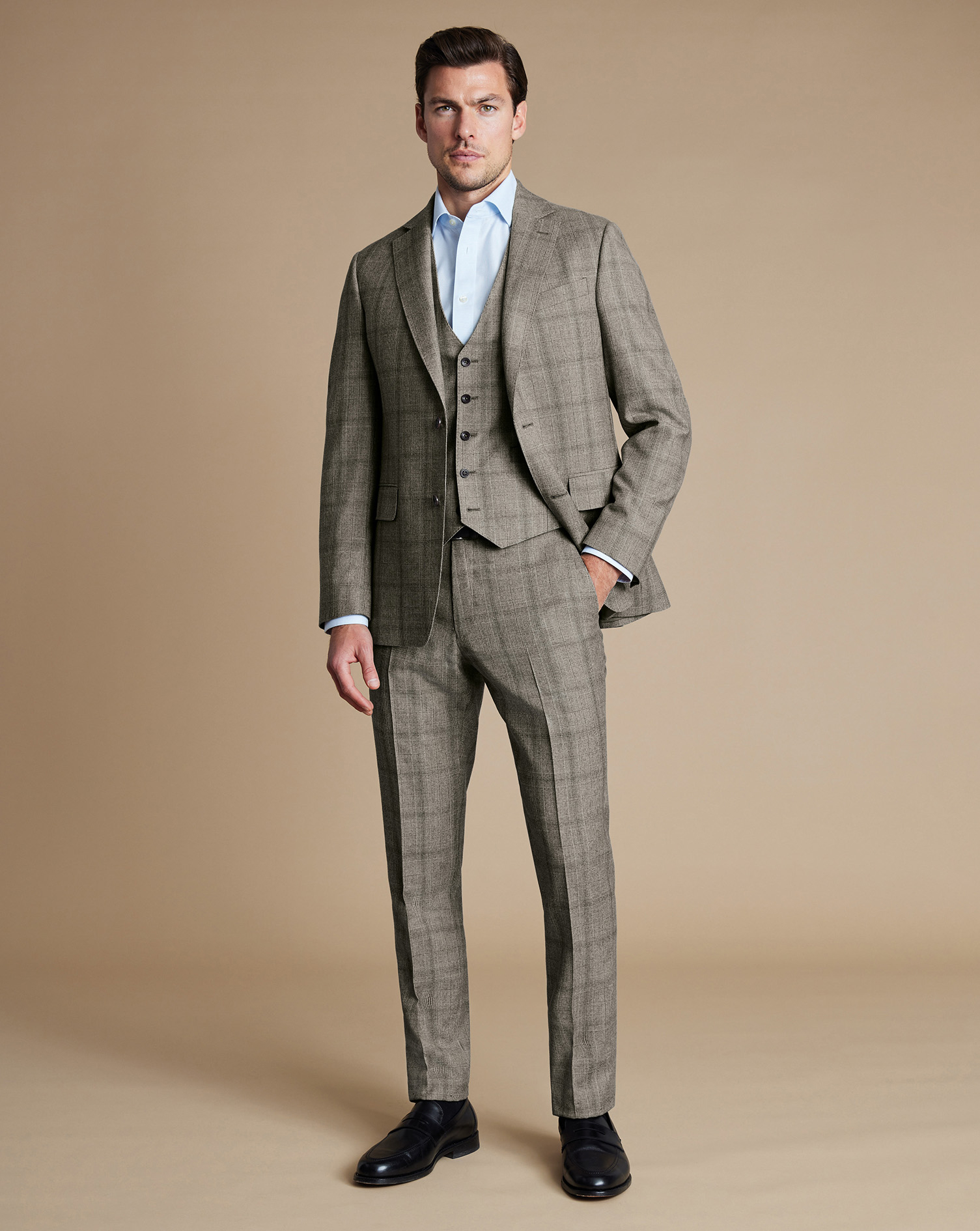 Prince of Wales Check Ultimate Performance Suit - Cappuccino