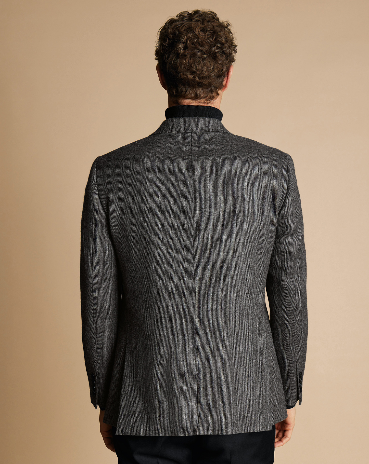 Herringbone Wool Texture Jacket - Dark Grey