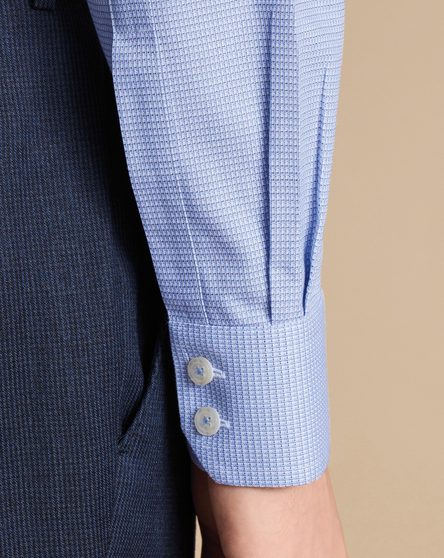 Cutaway Collar Non-Iron Stretch Kensington Weave Shirt - Cobalt Blue