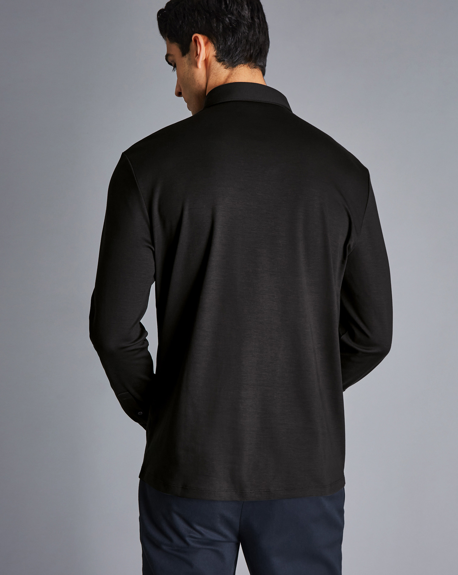 Long Sleeve Smart Jersey Polo - Black