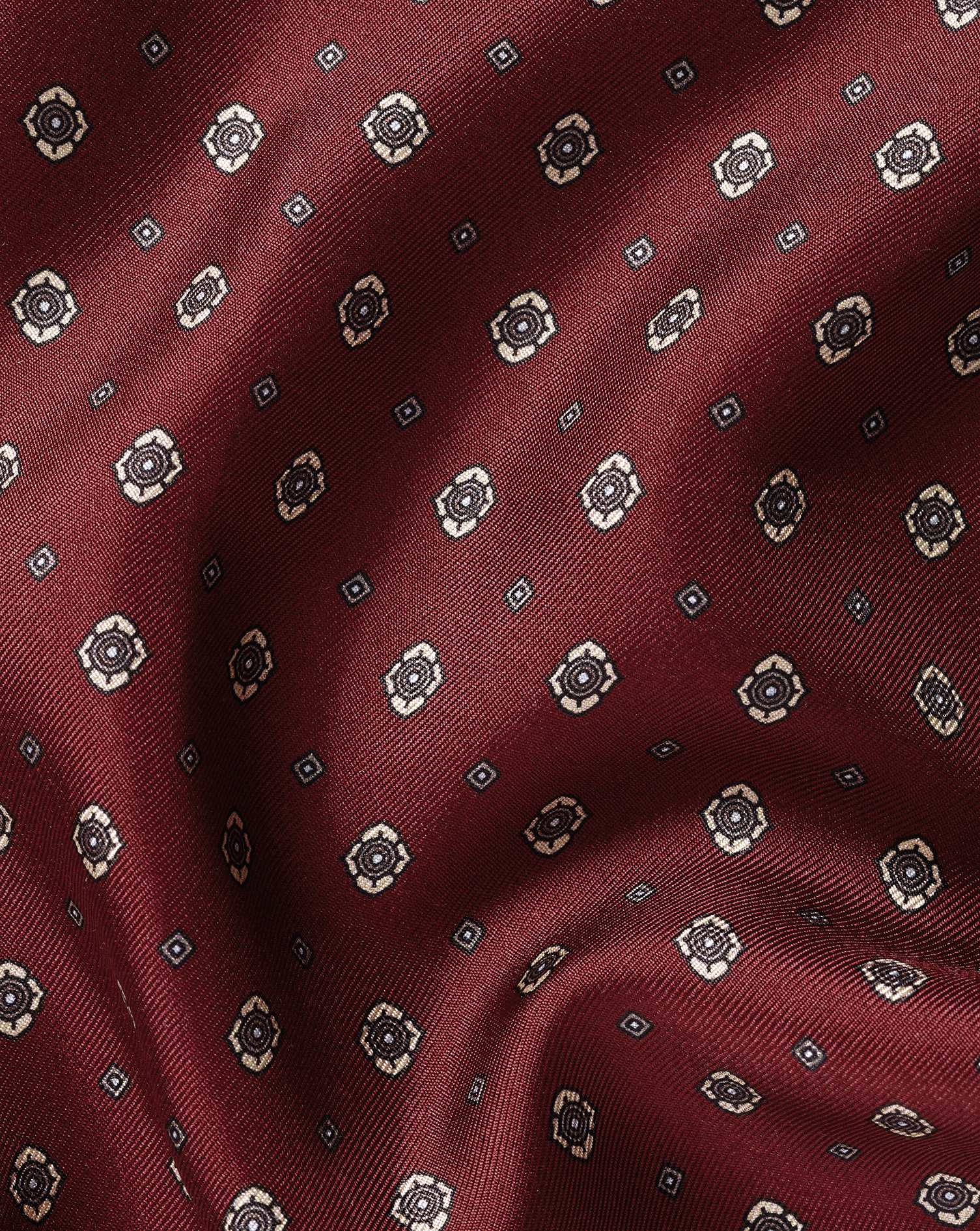 Medallion Silk Pocket Square - Maroon Red