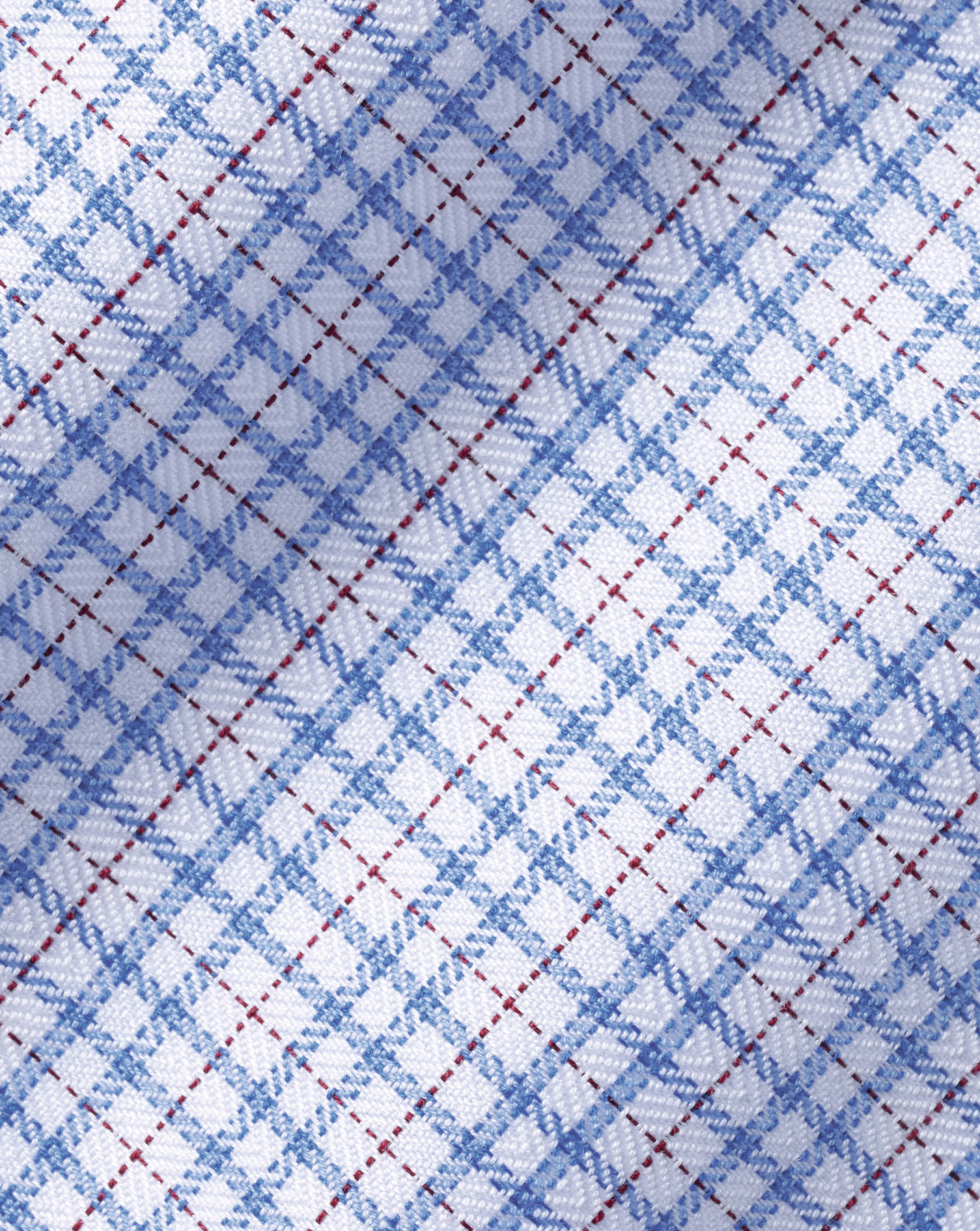 Semi-Cutaway Collar Egyptian Cotton Multi Check Shirt - Cornflower Blue