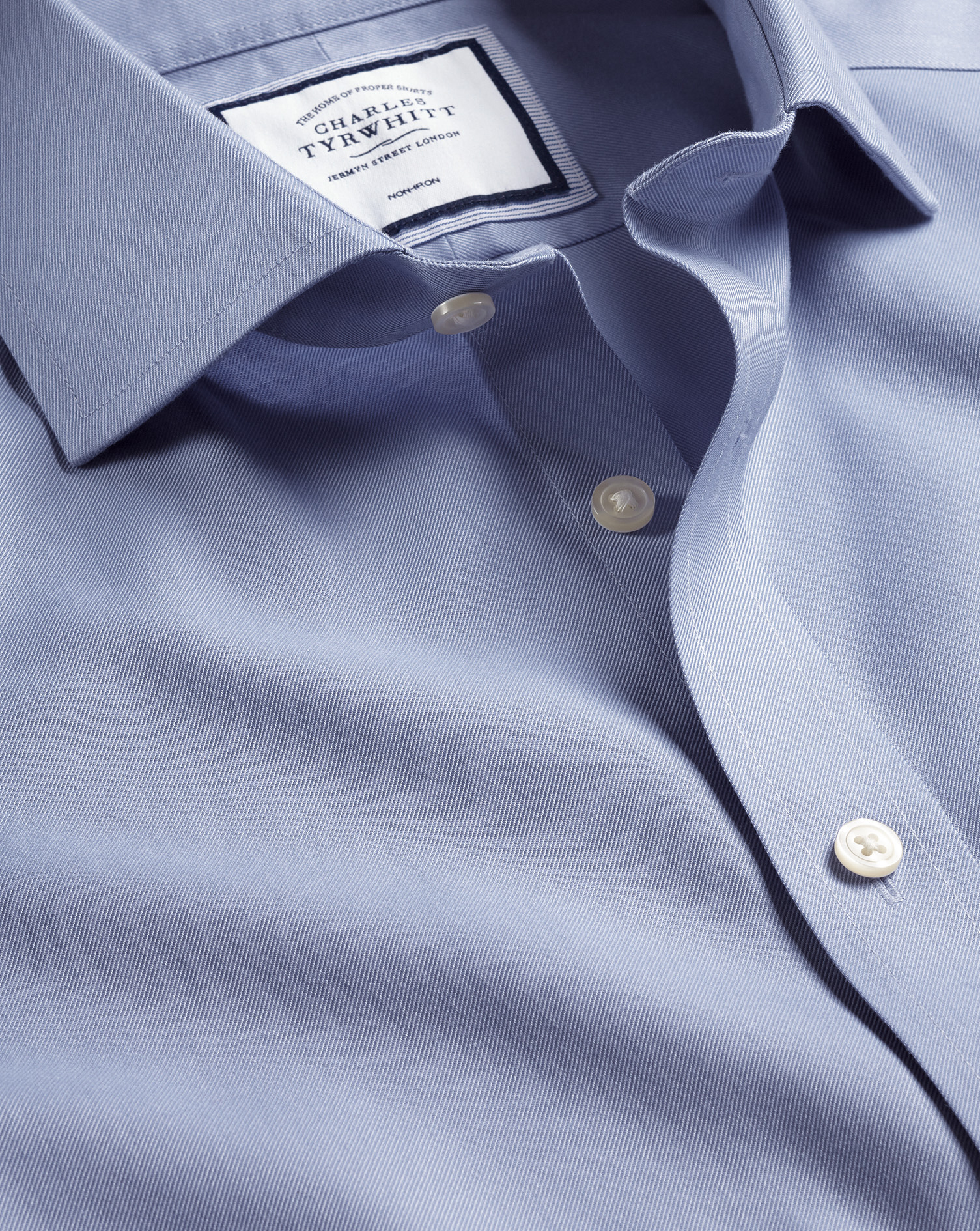 Cutaway Collar Non-Iron Twill Shirt- Indigo Blue