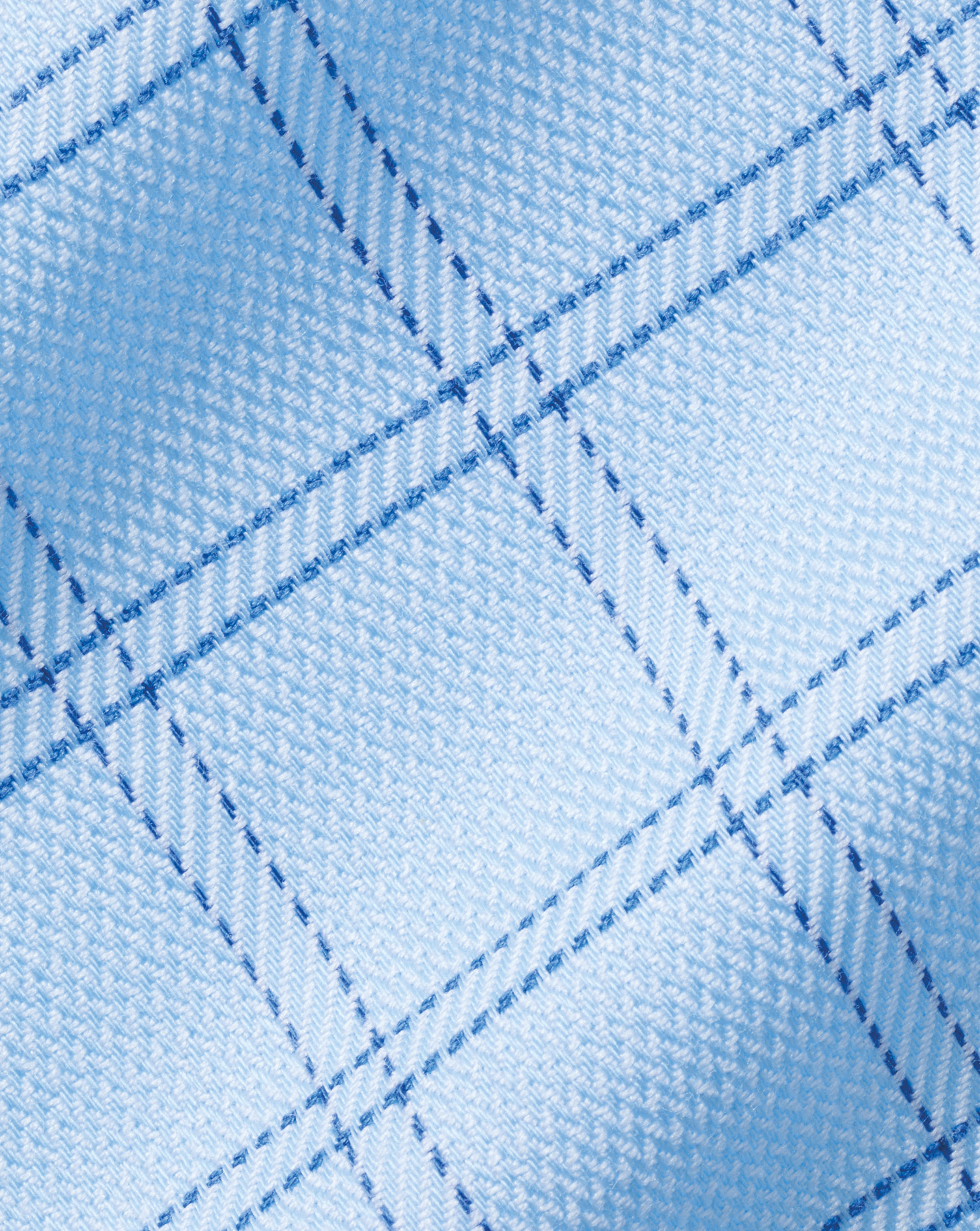 Cutaway Collar Non-Iron Mayfair Weave Check Shirt - Sky Blue