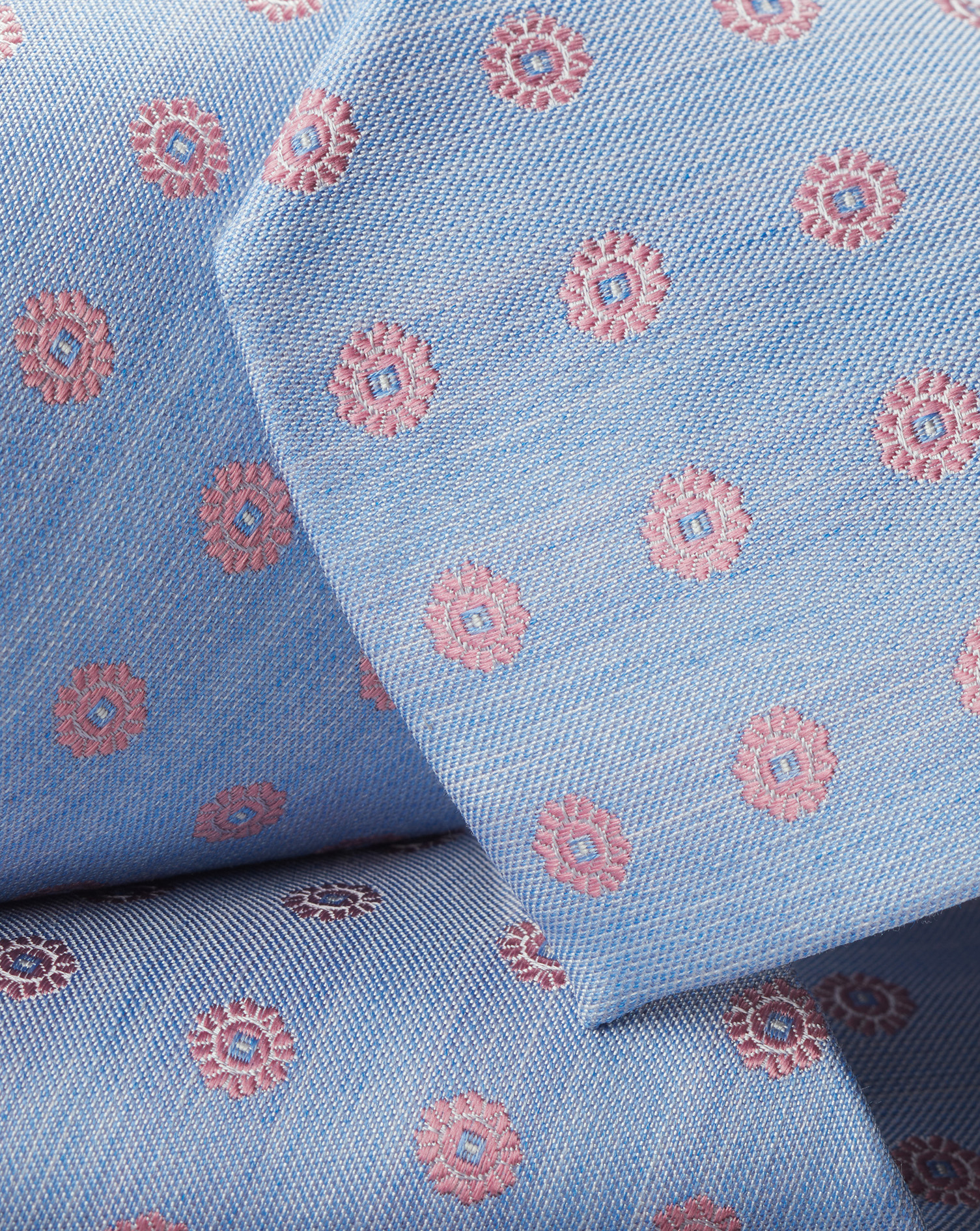 Medallion Pattern Silk Tie - Sky Blue