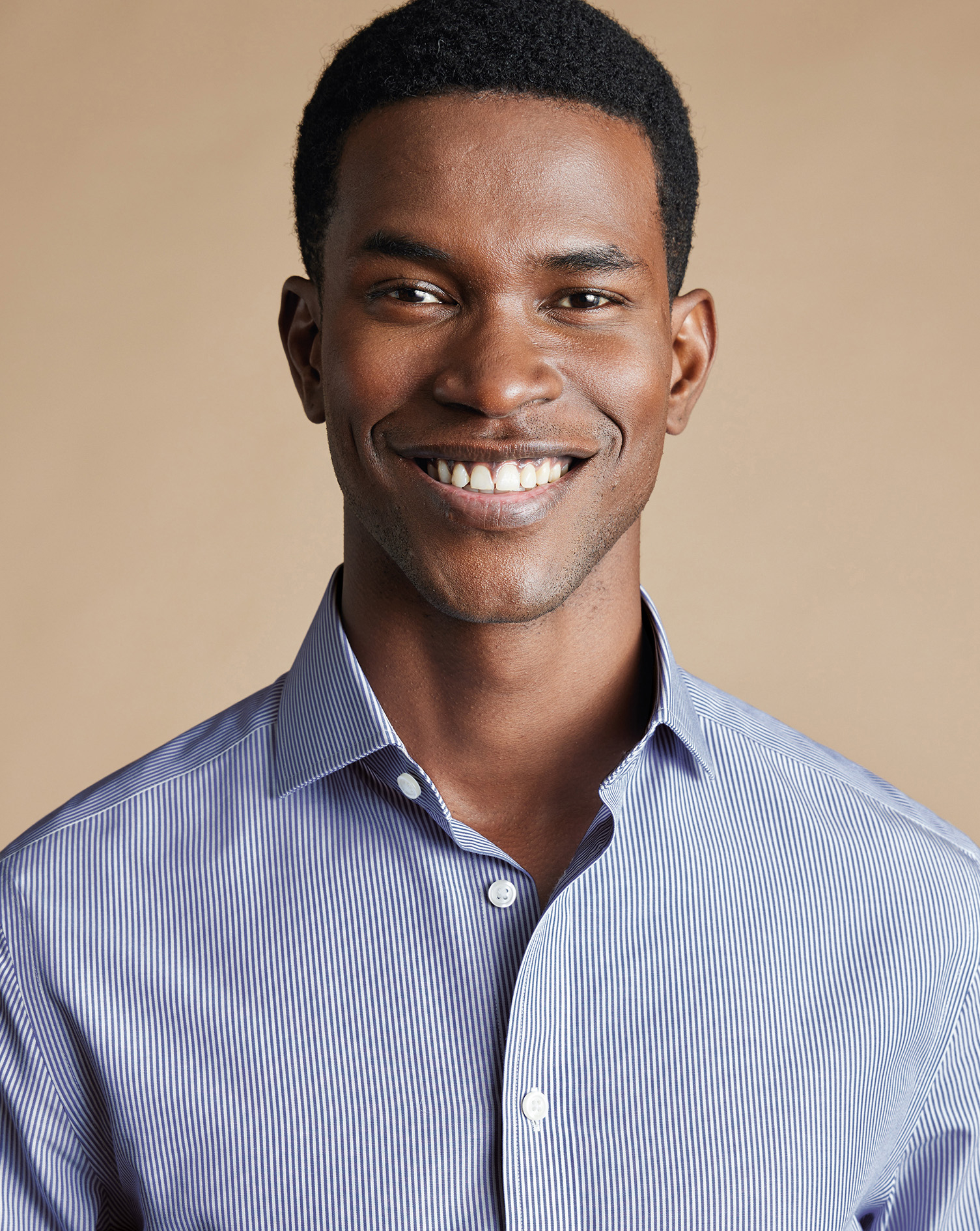 Cutaway Collar Non-Iron Bengal Stripe Shirt - Royal Blue