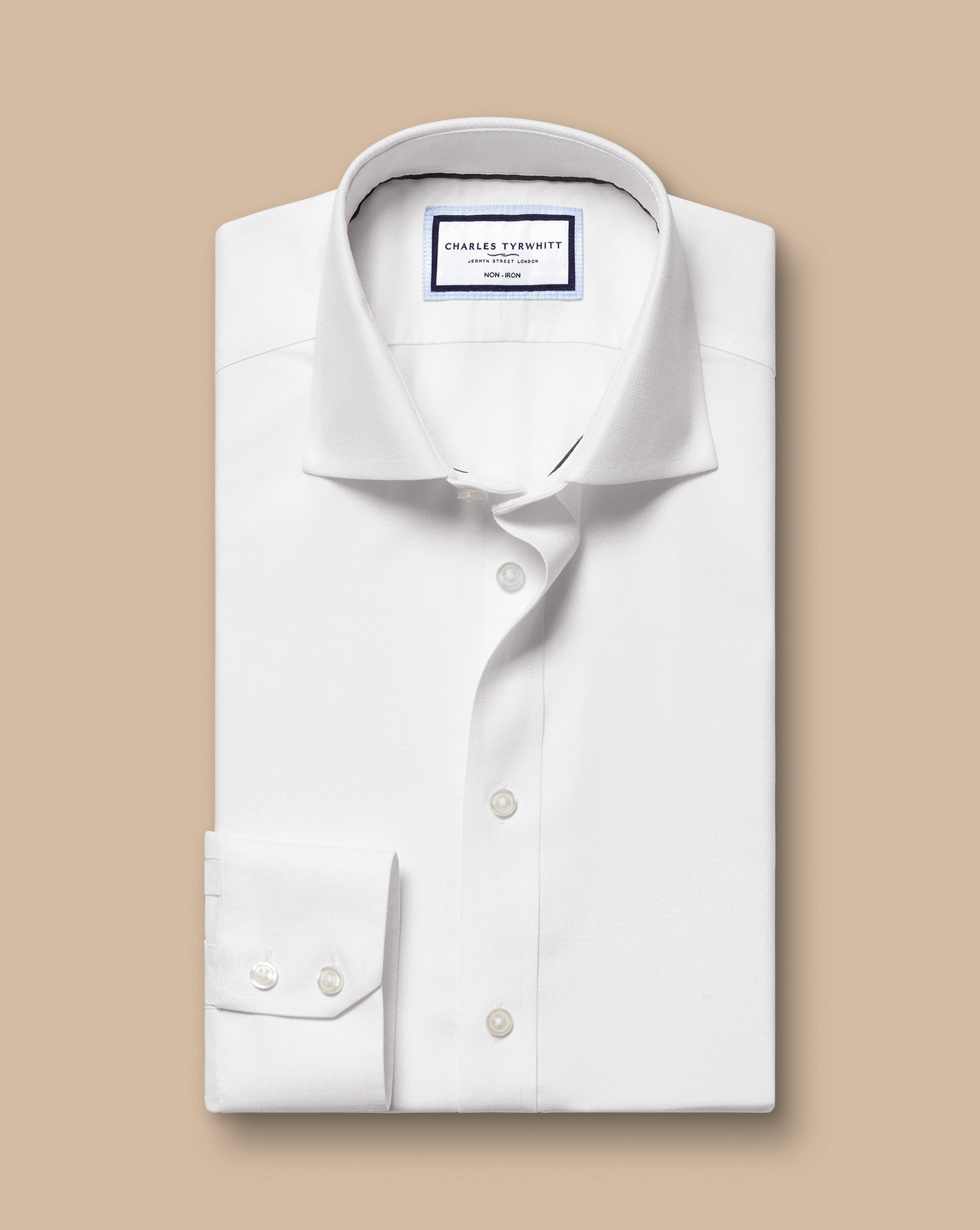 Cutaway Collar Non-Iron Stretch Kensington Weave Shirt - White