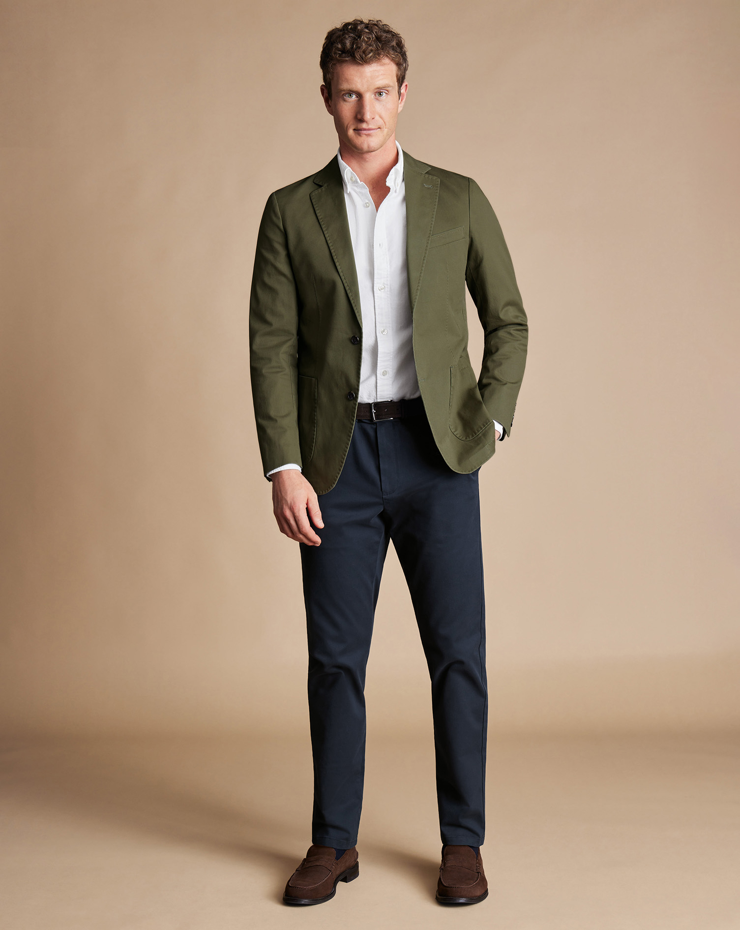 Cotton Stretch Jacket - Dark Olive Green