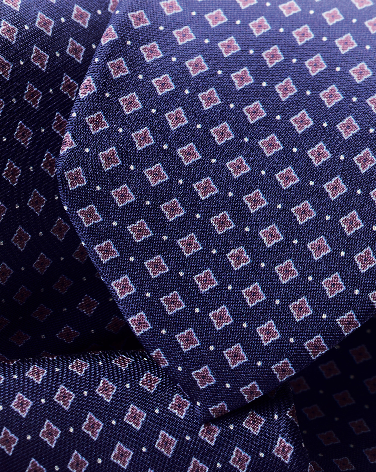 Mini Medallion Print Silk Slim Tie - Royal Blue