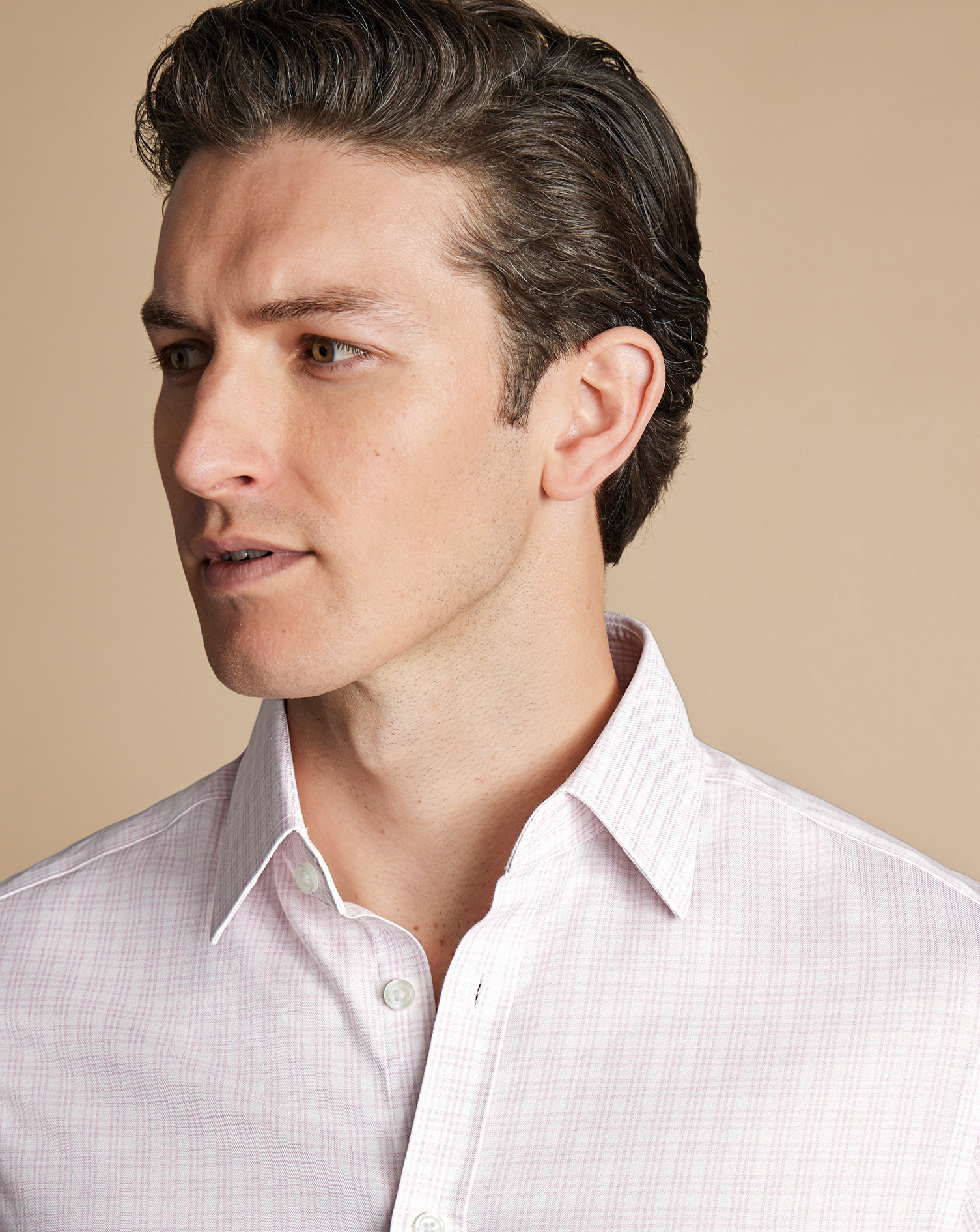 Non-Iron Twill Check Shirt - Pink