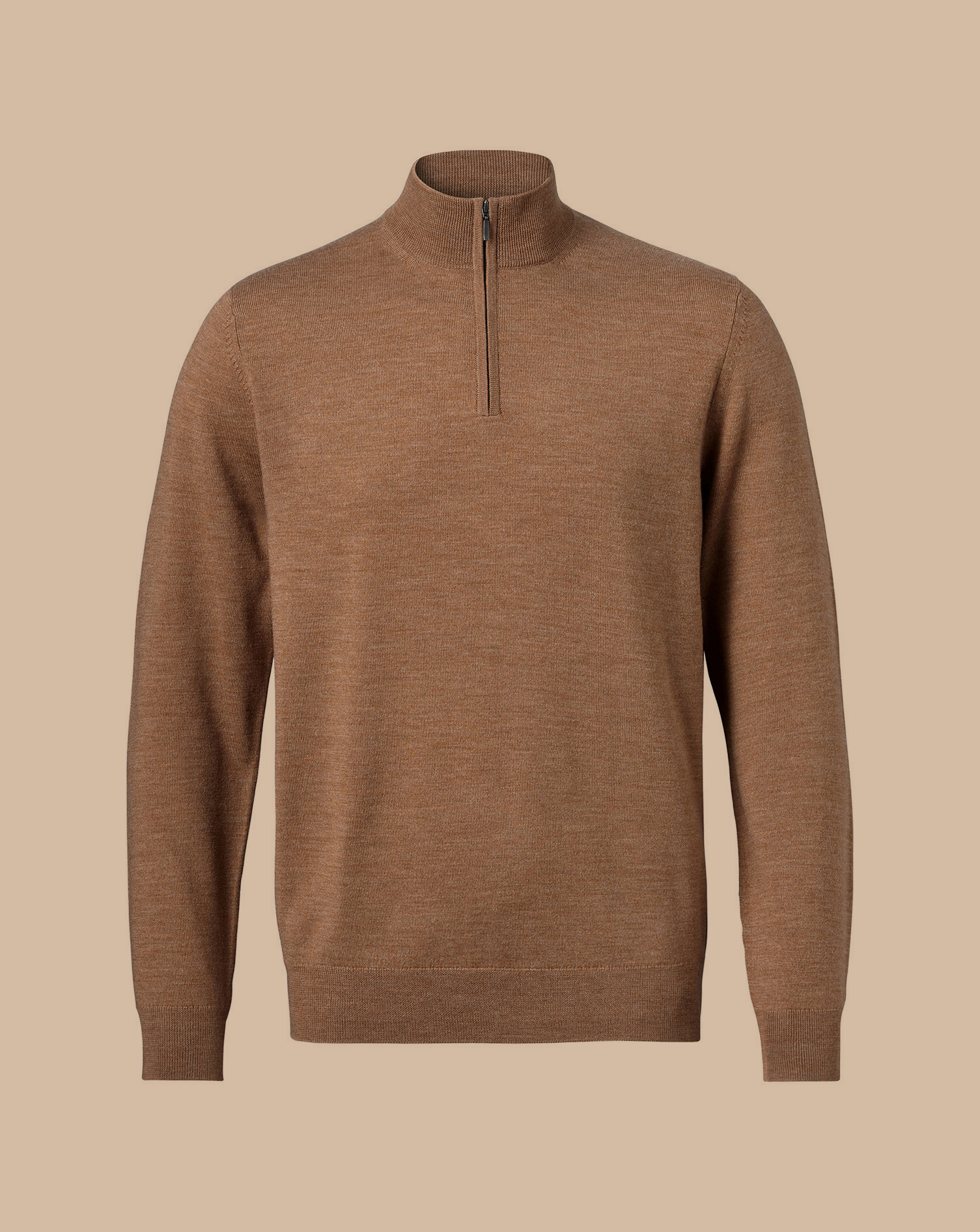 Merino Zip Neck Jumper - Sand