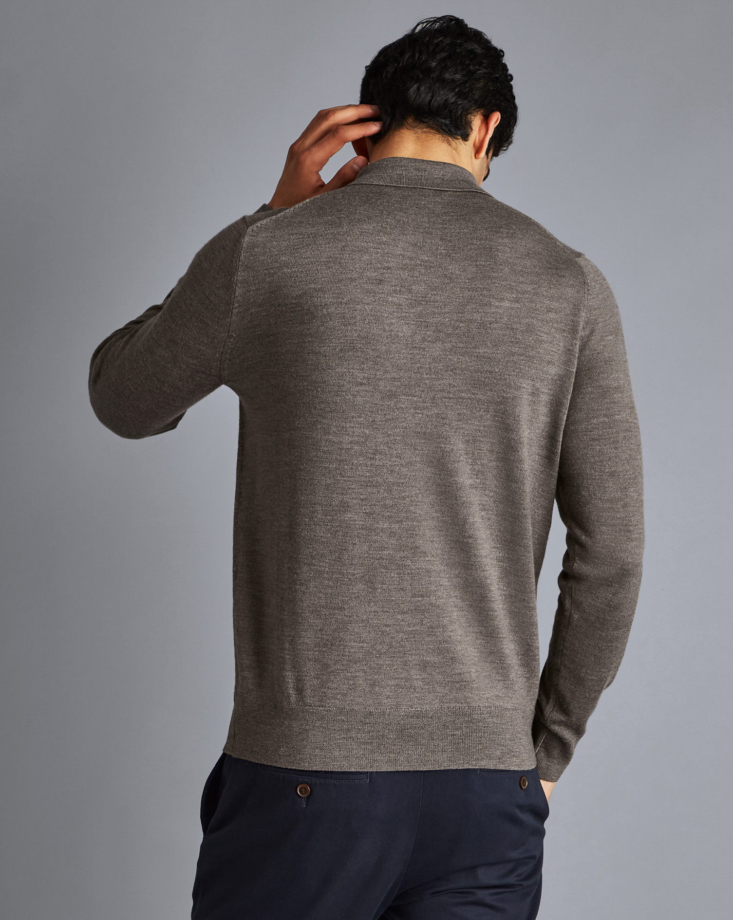 Merino Polo Jumper - Mocha