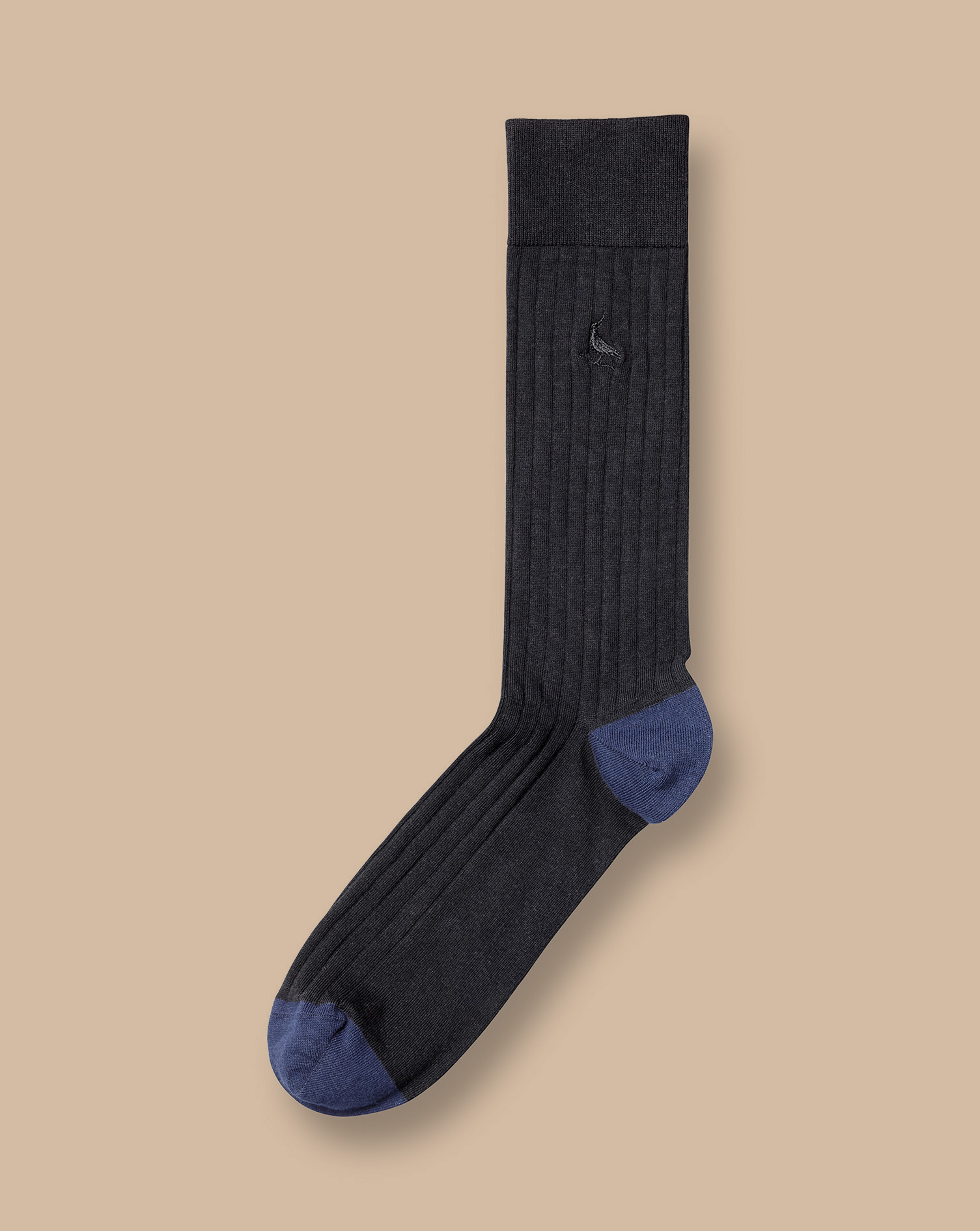 Charles Tyrwhitt Cotton Rib Socks In Black