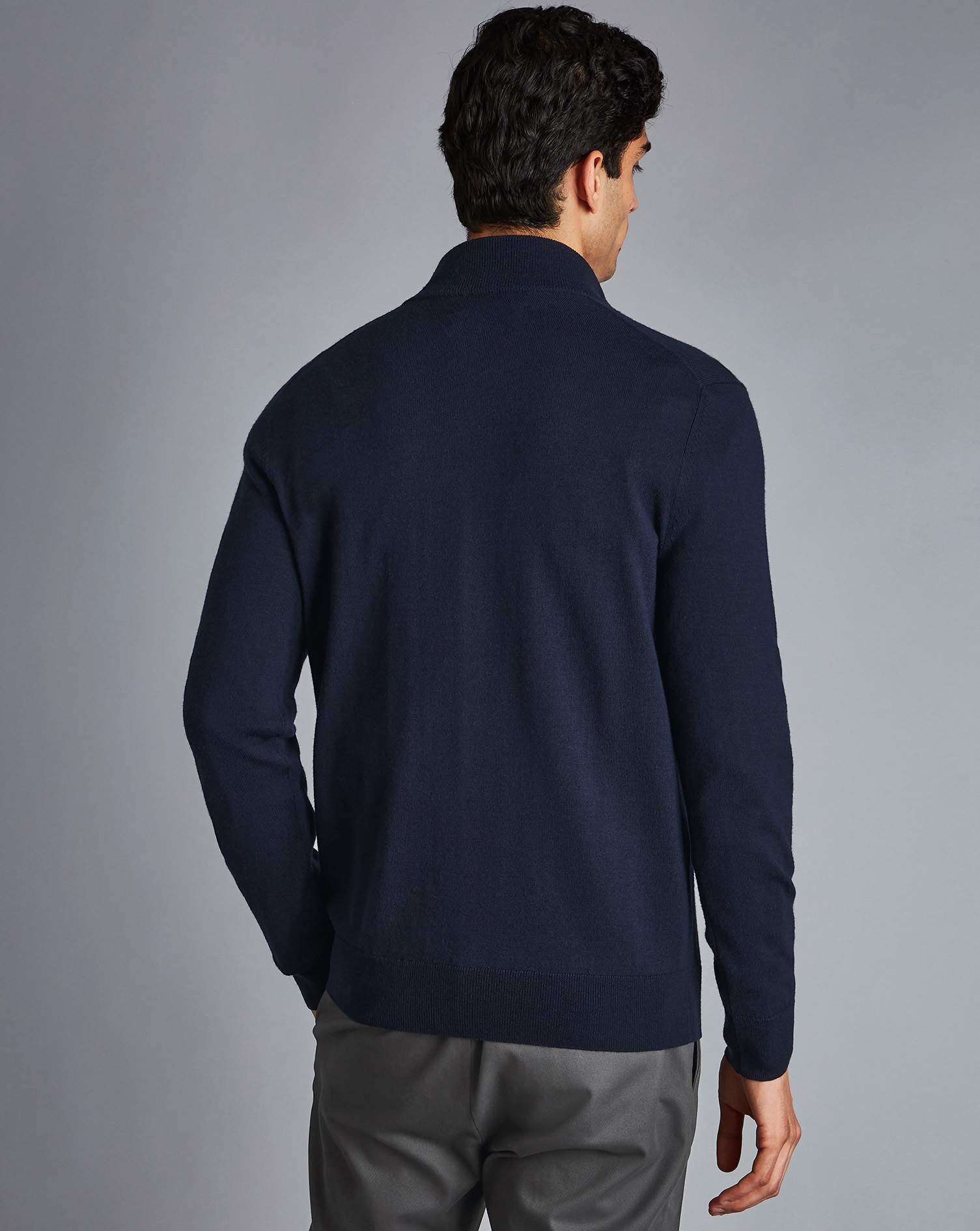 Merino Zip Neck Jumper - Navy