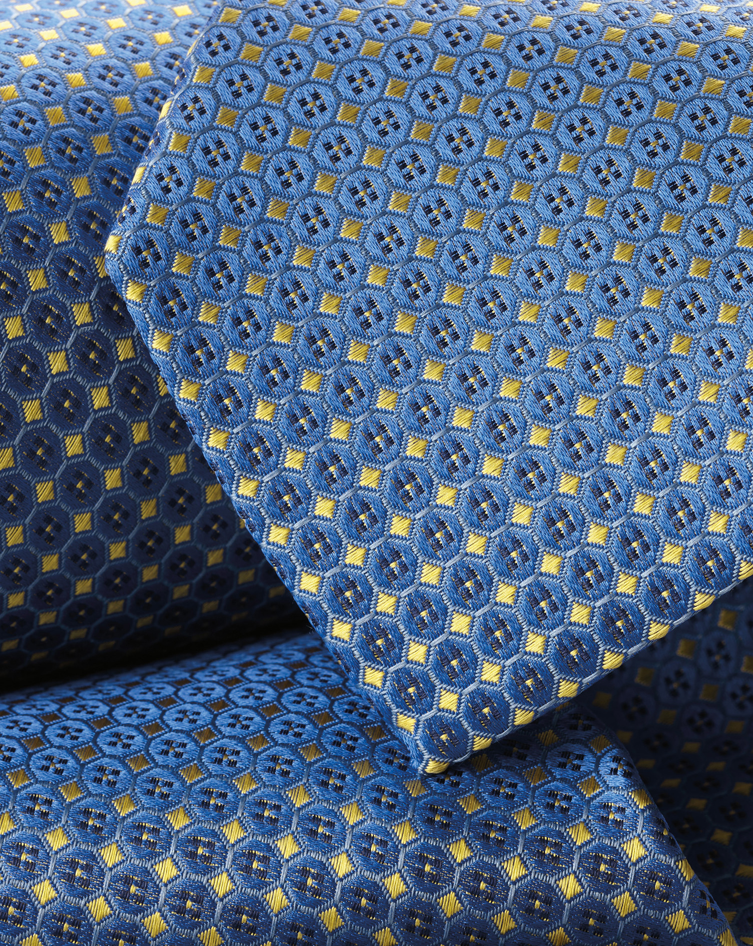 Mini Floral Silk Pattern Tie - Cornflower Blue