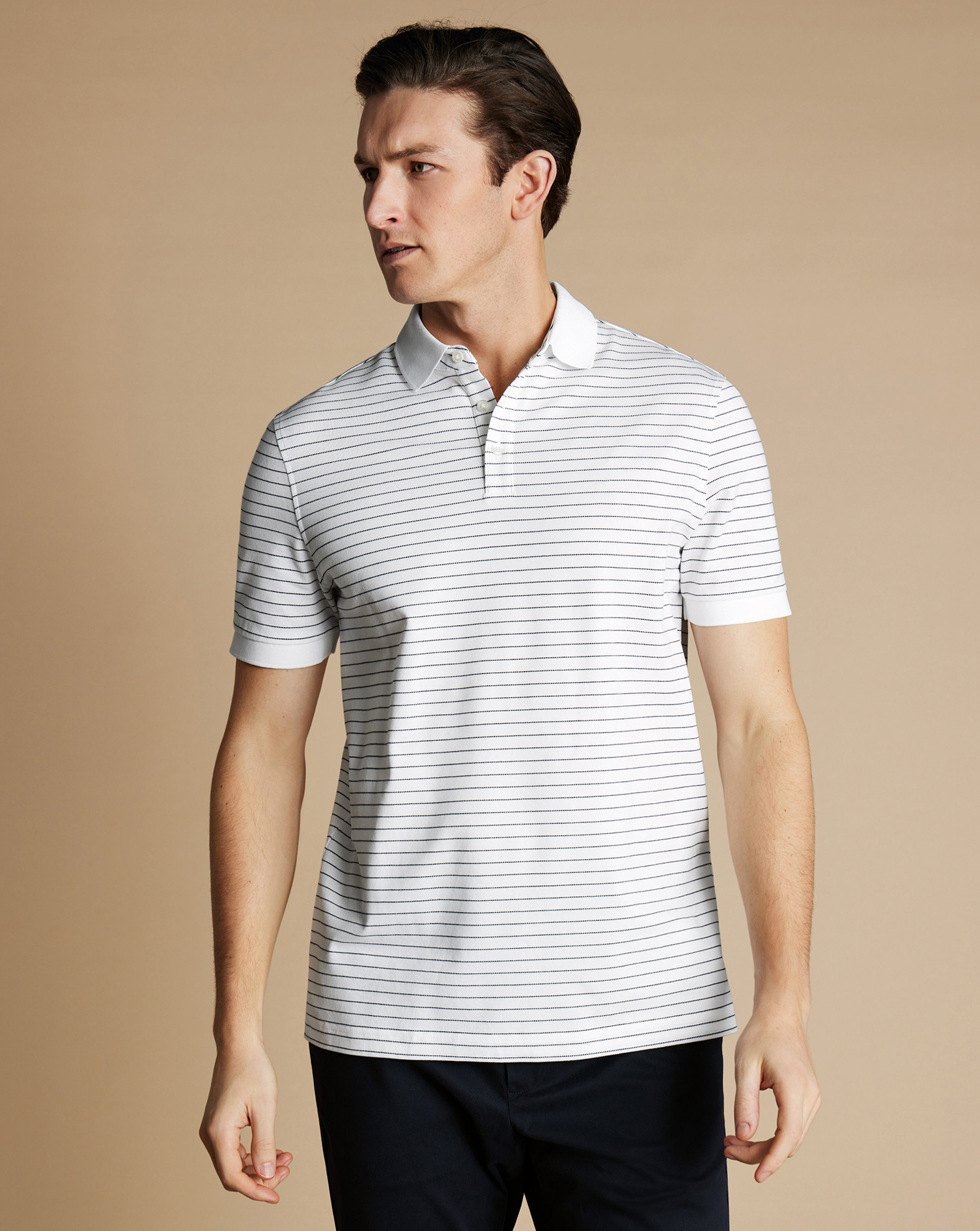 Tyrwhitt Pique Polo - White & Navy