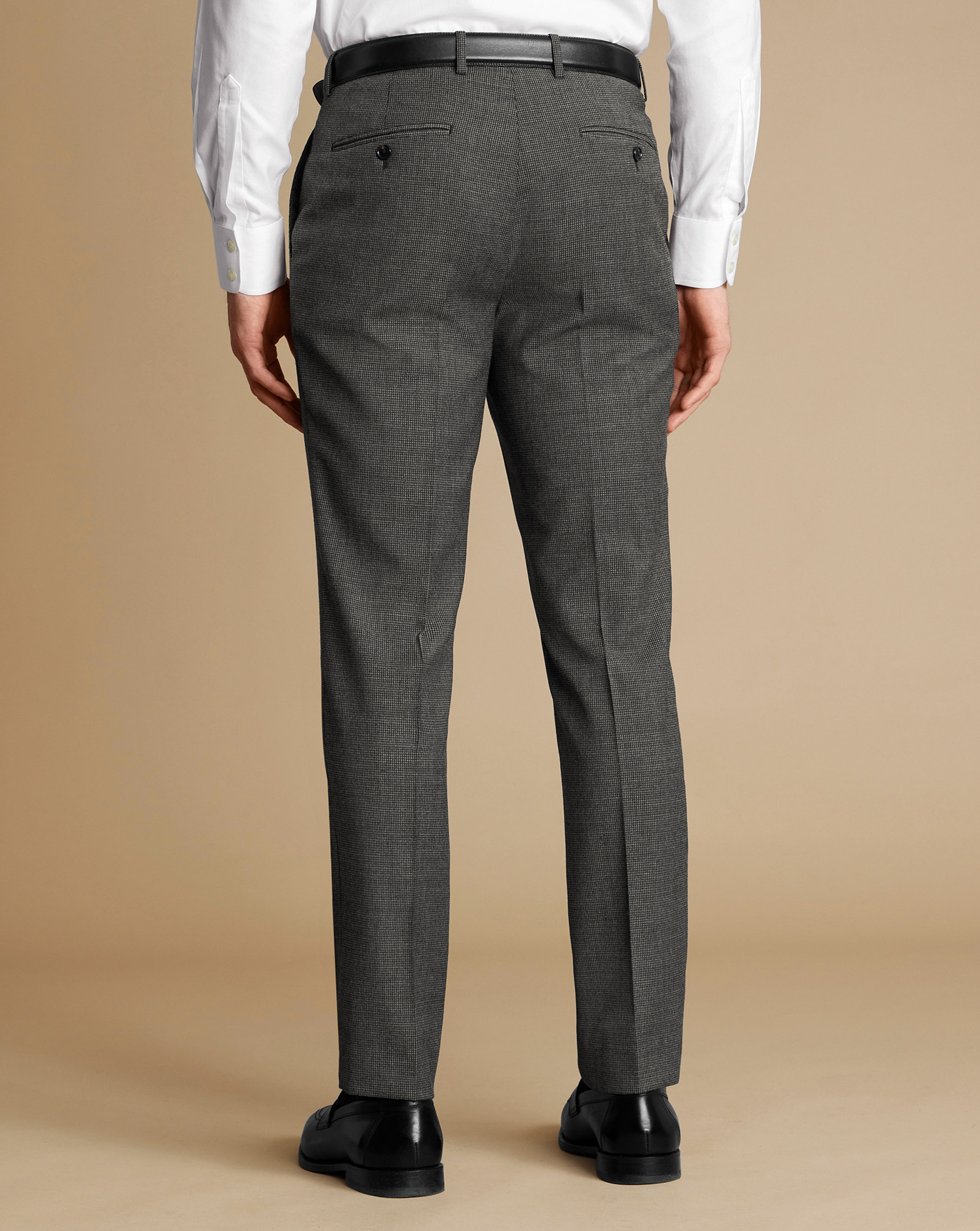 Puppytooth Wool Stretch Trousers - Slate Grey