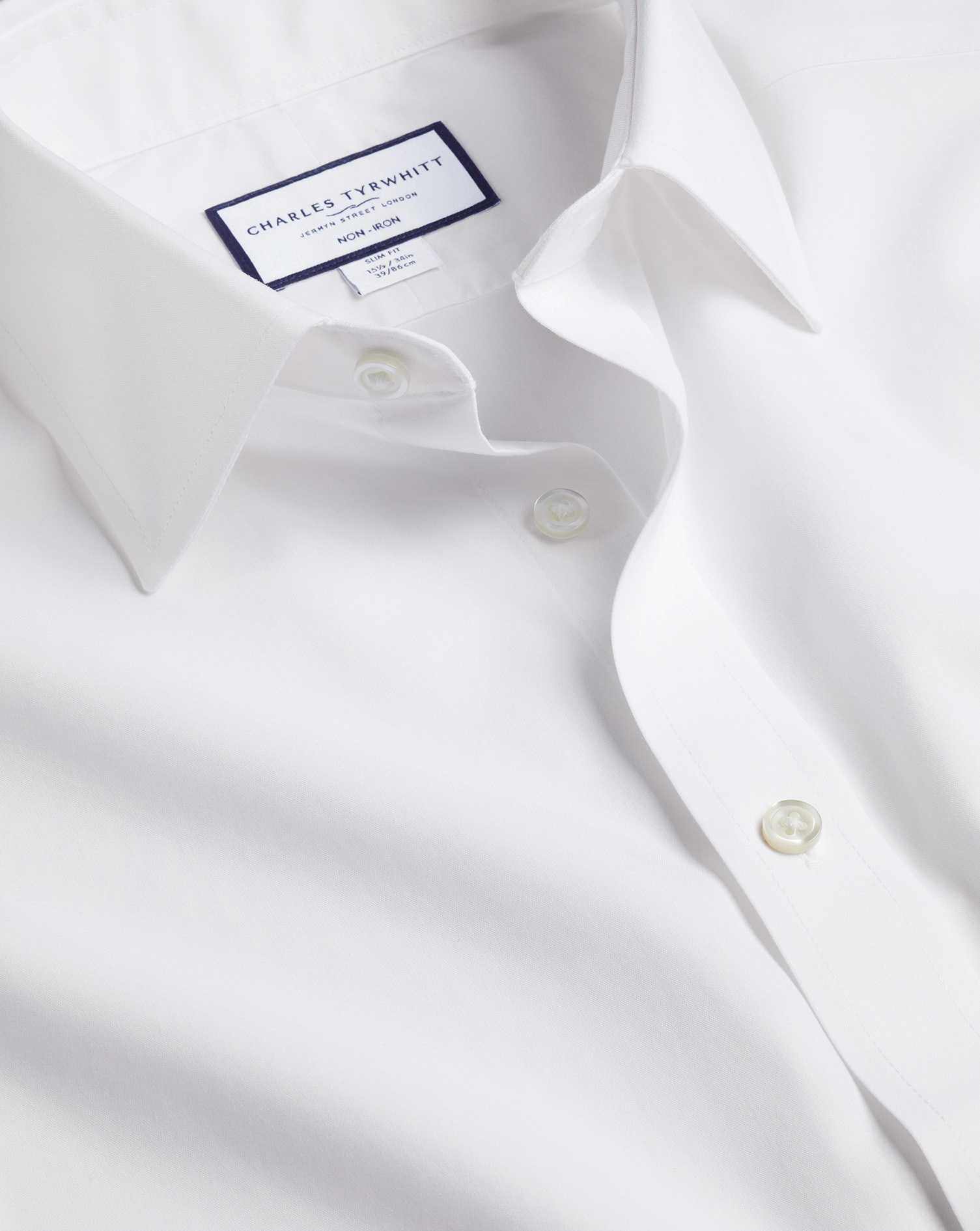 Charles Tyrwhitt Non-iron Poplin Cotton Dress Shirt In White