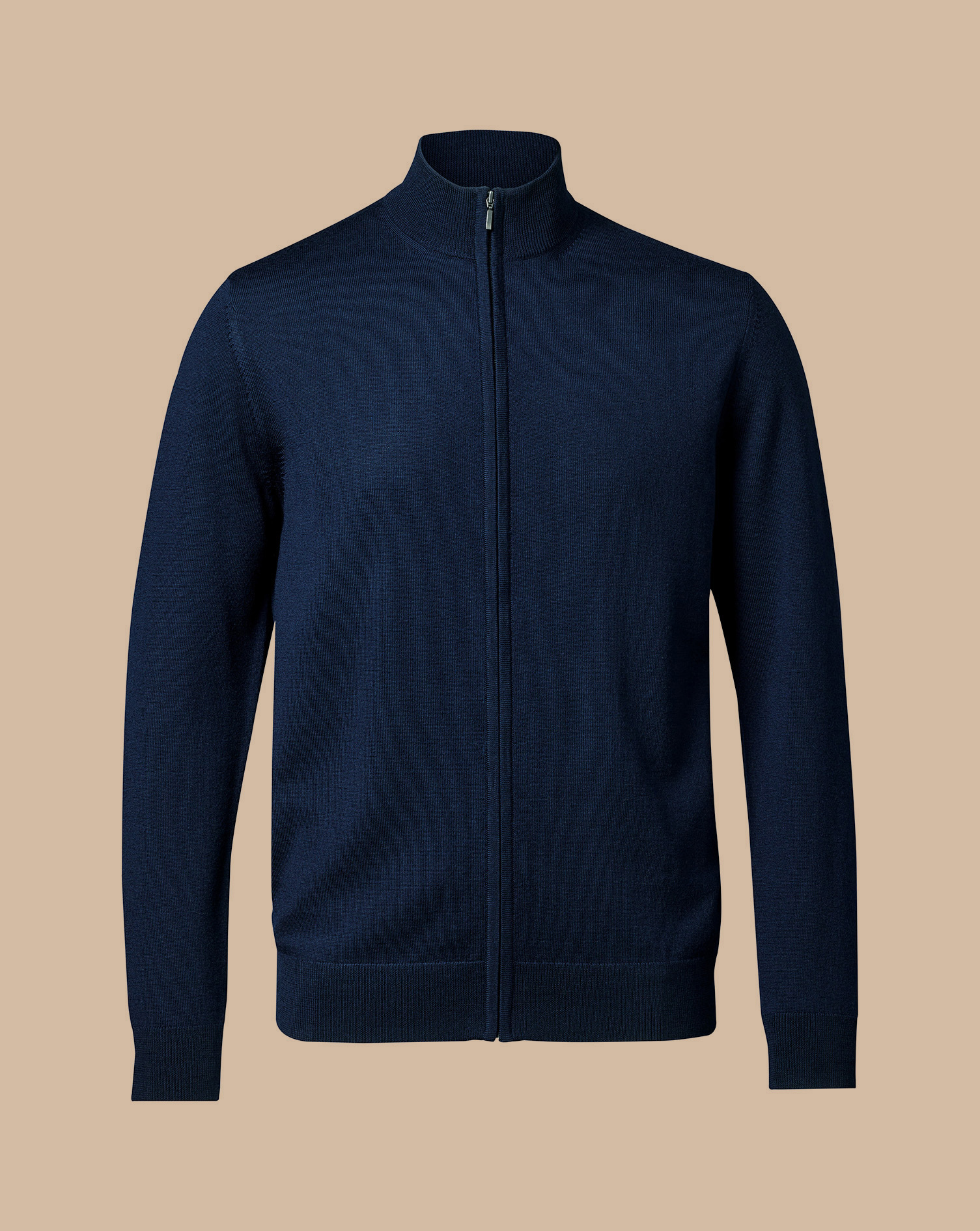 Pure Merino Full Zip-Through Cardigan - Navy