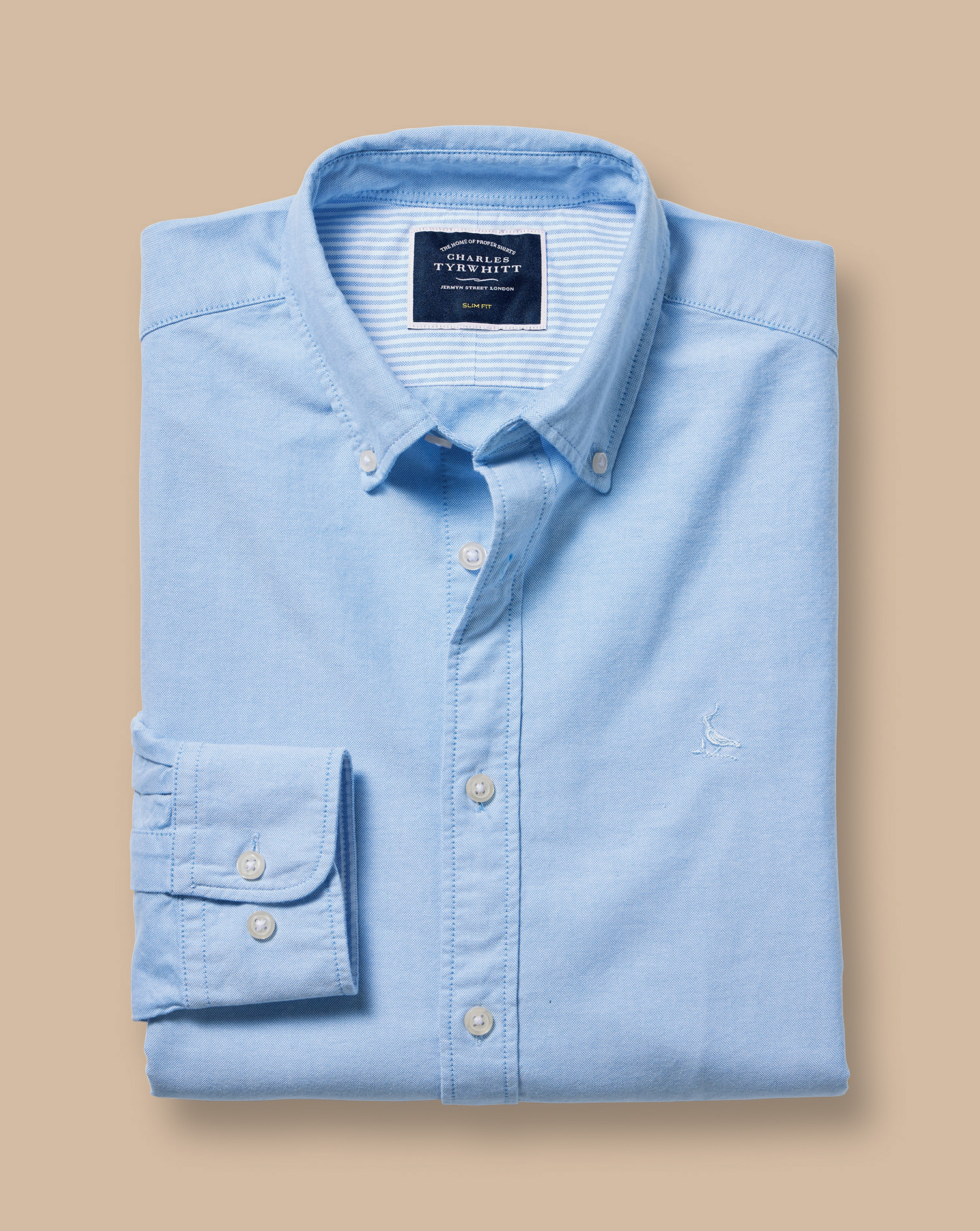 Button-Down Collar Stretch Washed Oxford Shirt - Sky Blue