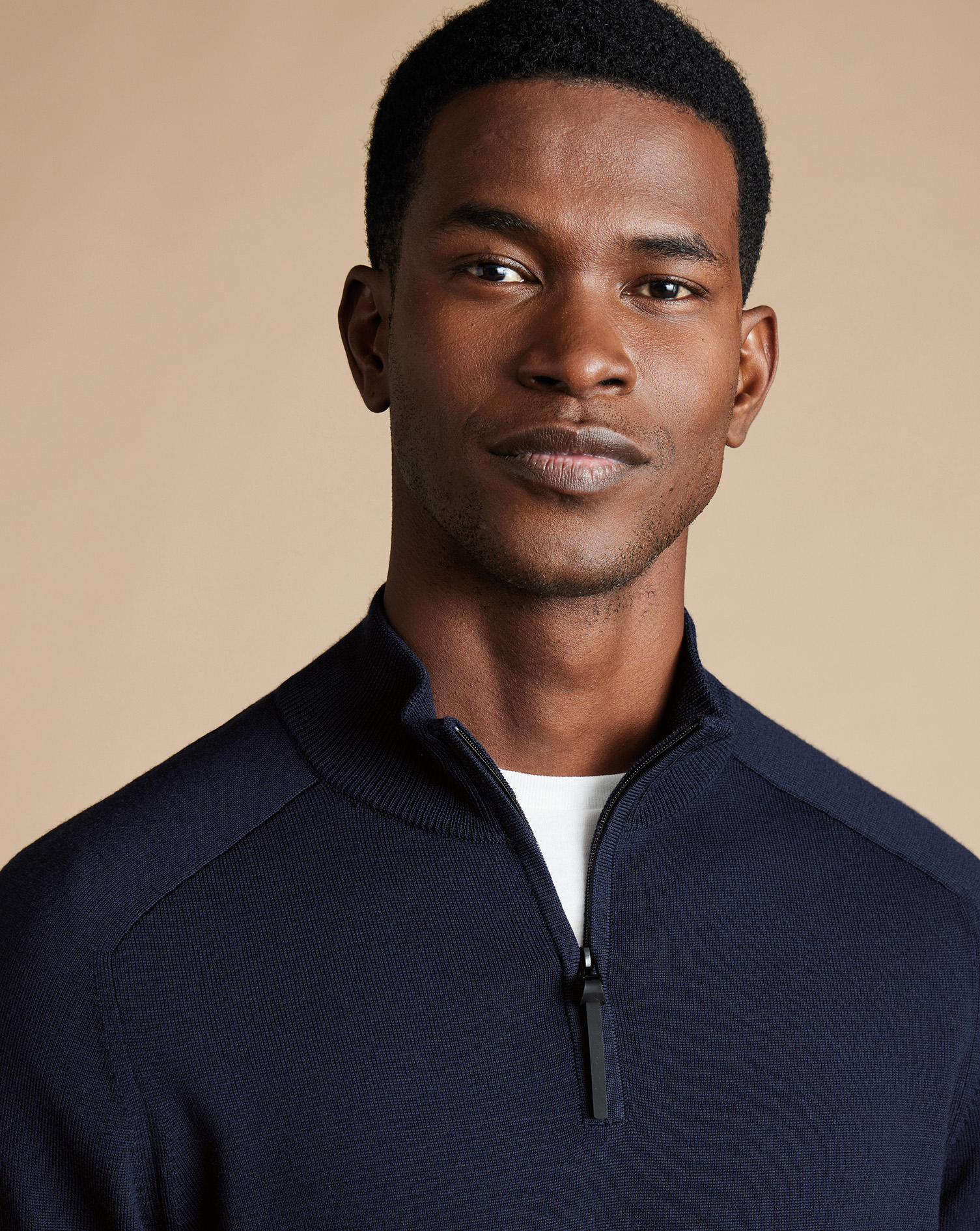 Performance Merino Zip Neck Jumper - Navy