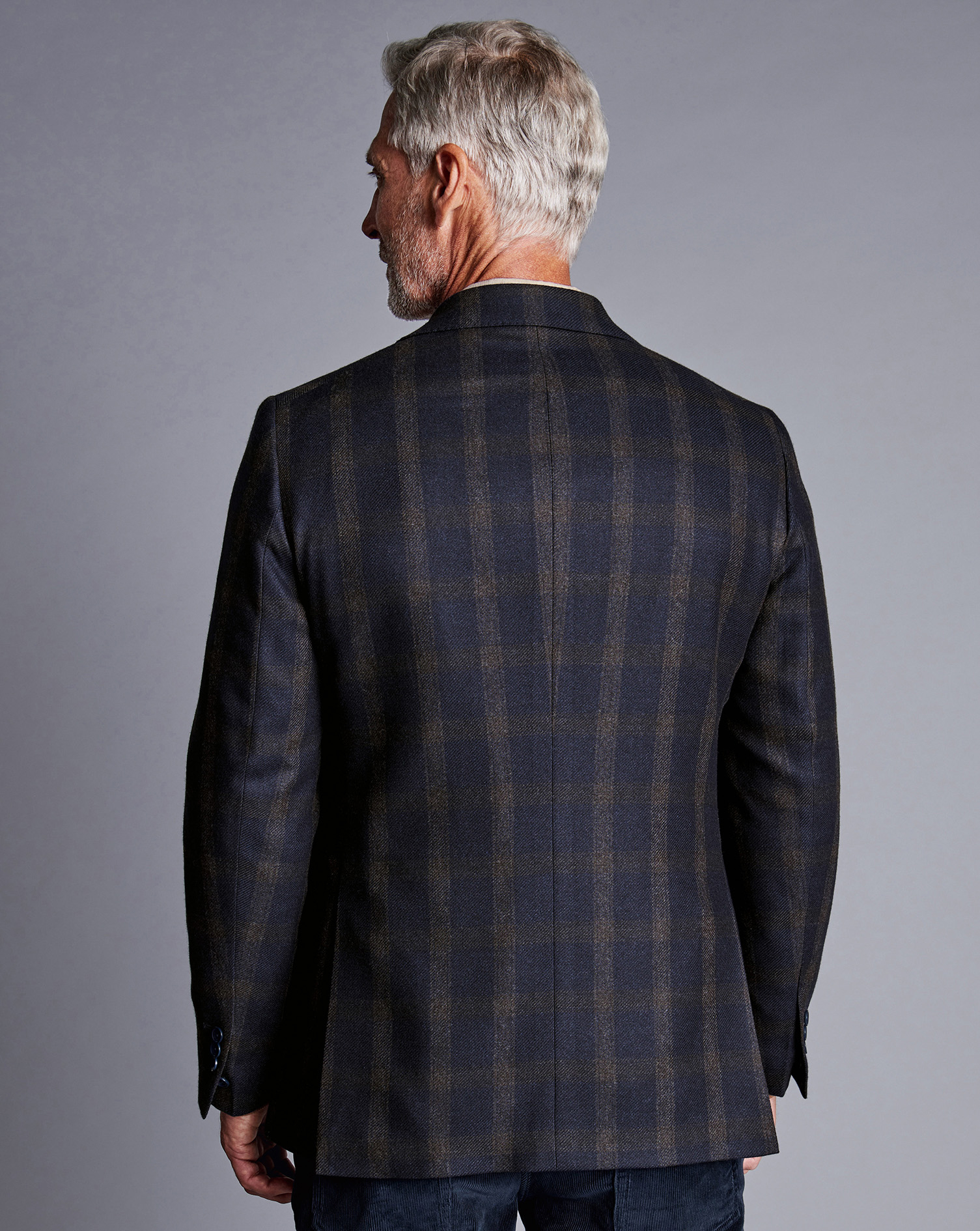 Luxury Italian Check Jacket - Navy