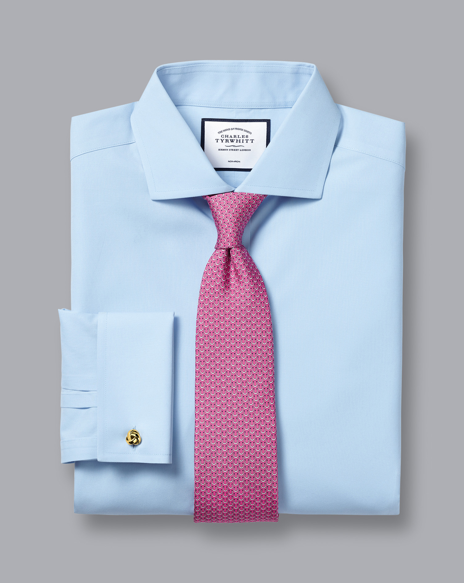 Cutaway Collar Non-Iron Poplin Shirt - Sky Blue