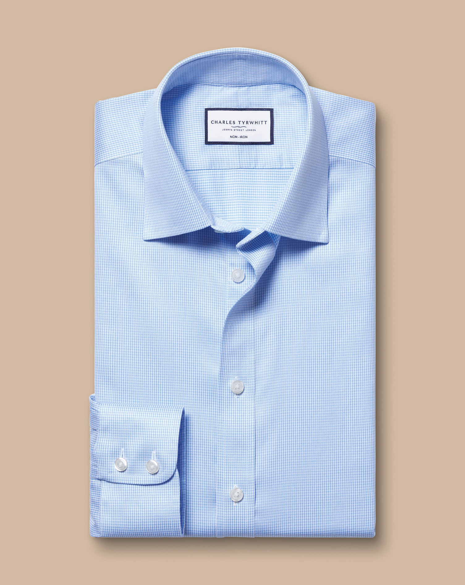 Non-Iron Puppytooth Shirt - Sky Blue