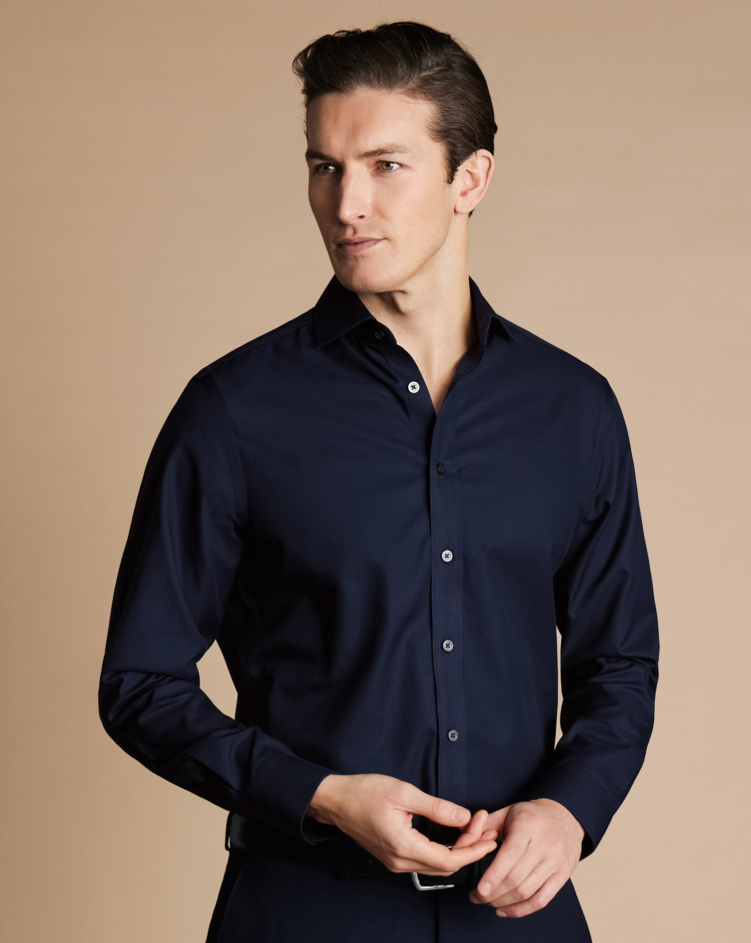 Cutaway Collar Non-Iron Twill Shirt - Navy