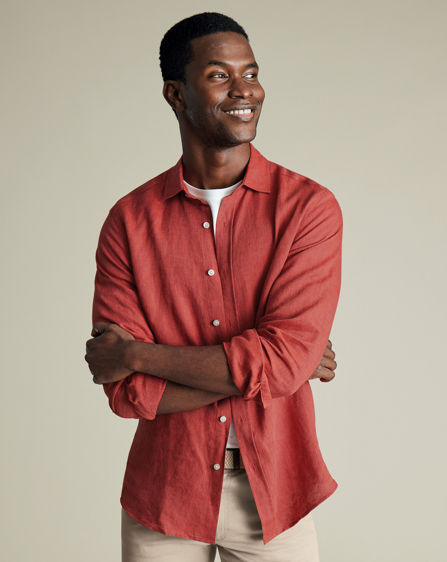 Pure Linen Shirt - Rust